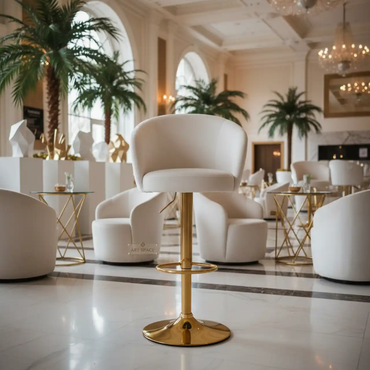 Стул барный Bruno белый велюр