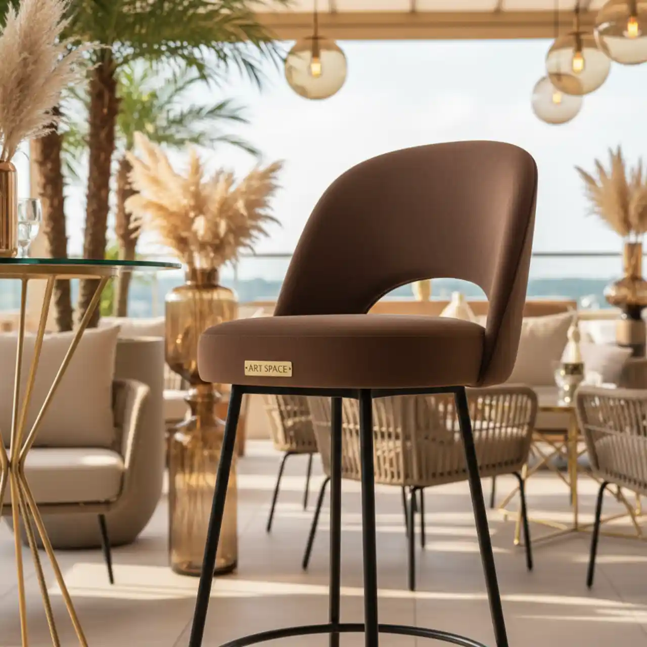 Стул барный Berlin велюр шоколадный