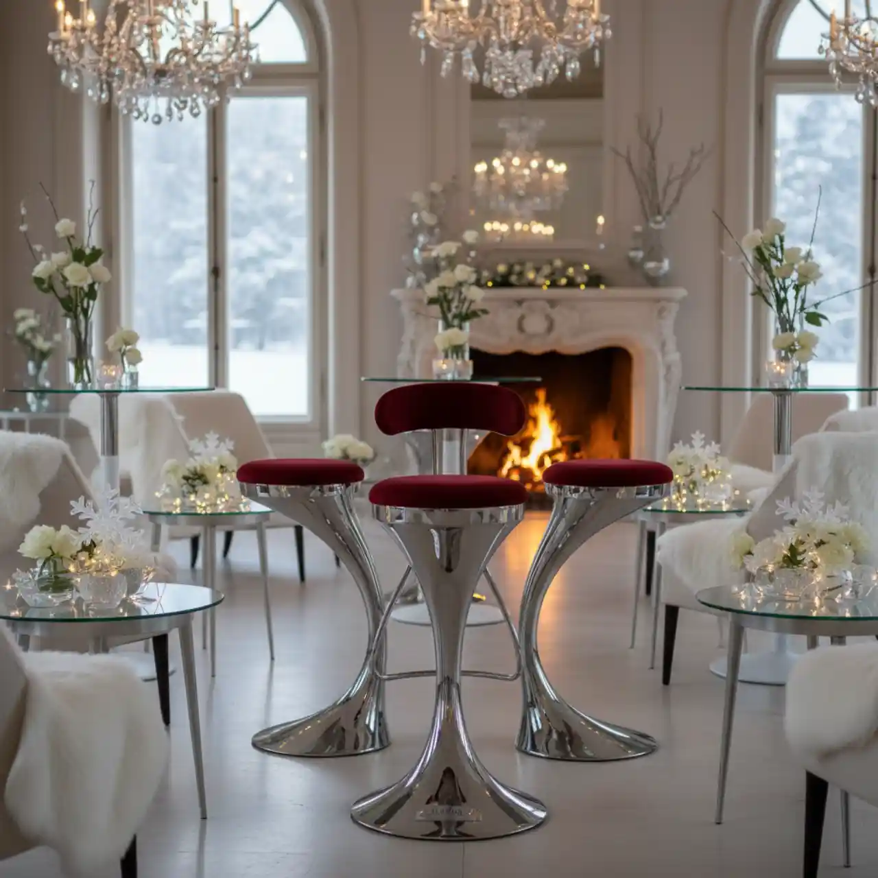 Стул барный Bombo бордовый металлик