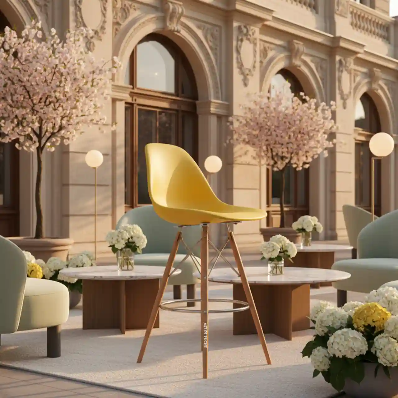 Стул Eames DSW Butterfly барный желтый