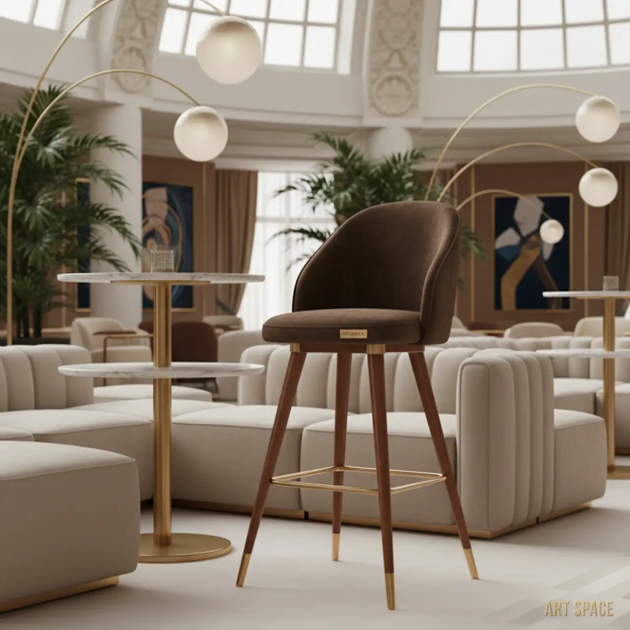 Стул барный Berlin шоколадный велюр