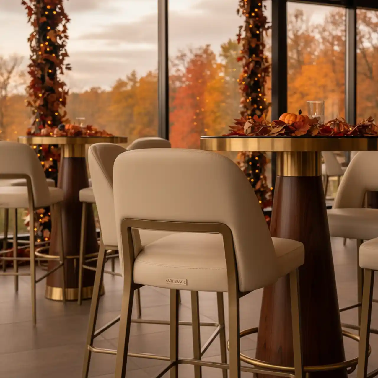 Стул барный Berlin кремовая экокожа