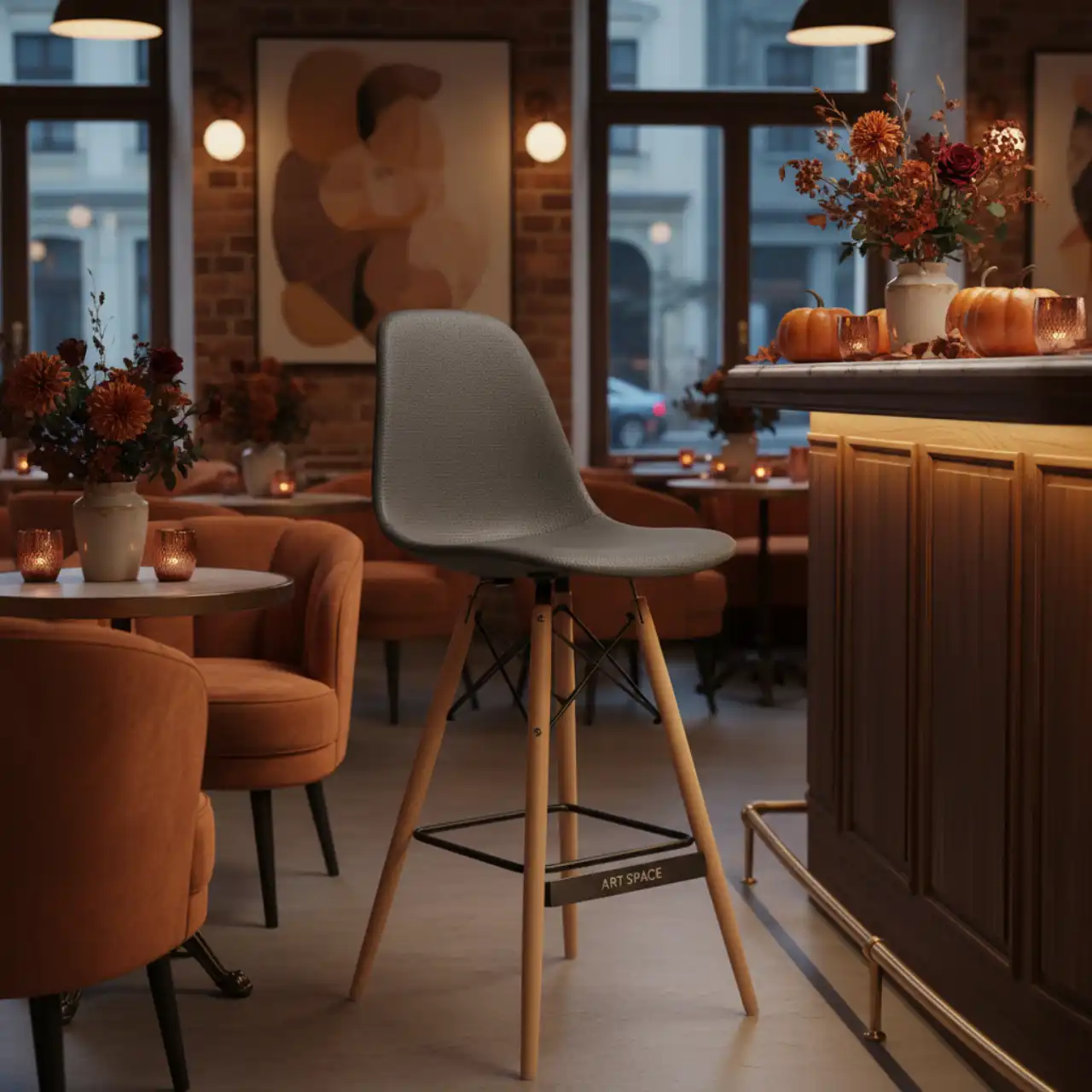 Стул Eames DSW ECO барный серый