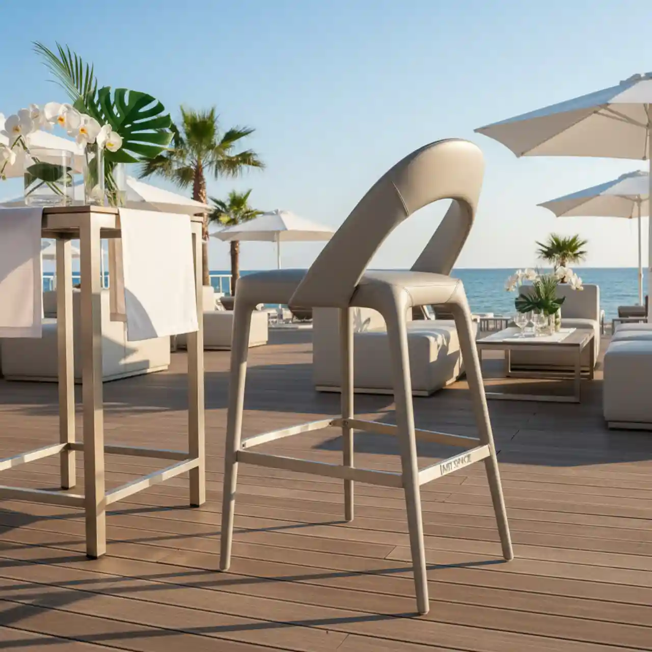 Стул барный Arch экокожа серый