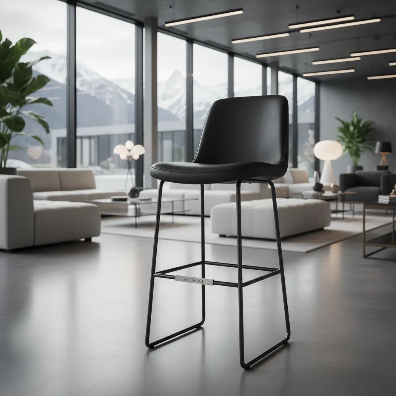 Барный стул Франклин с упором для ног черный