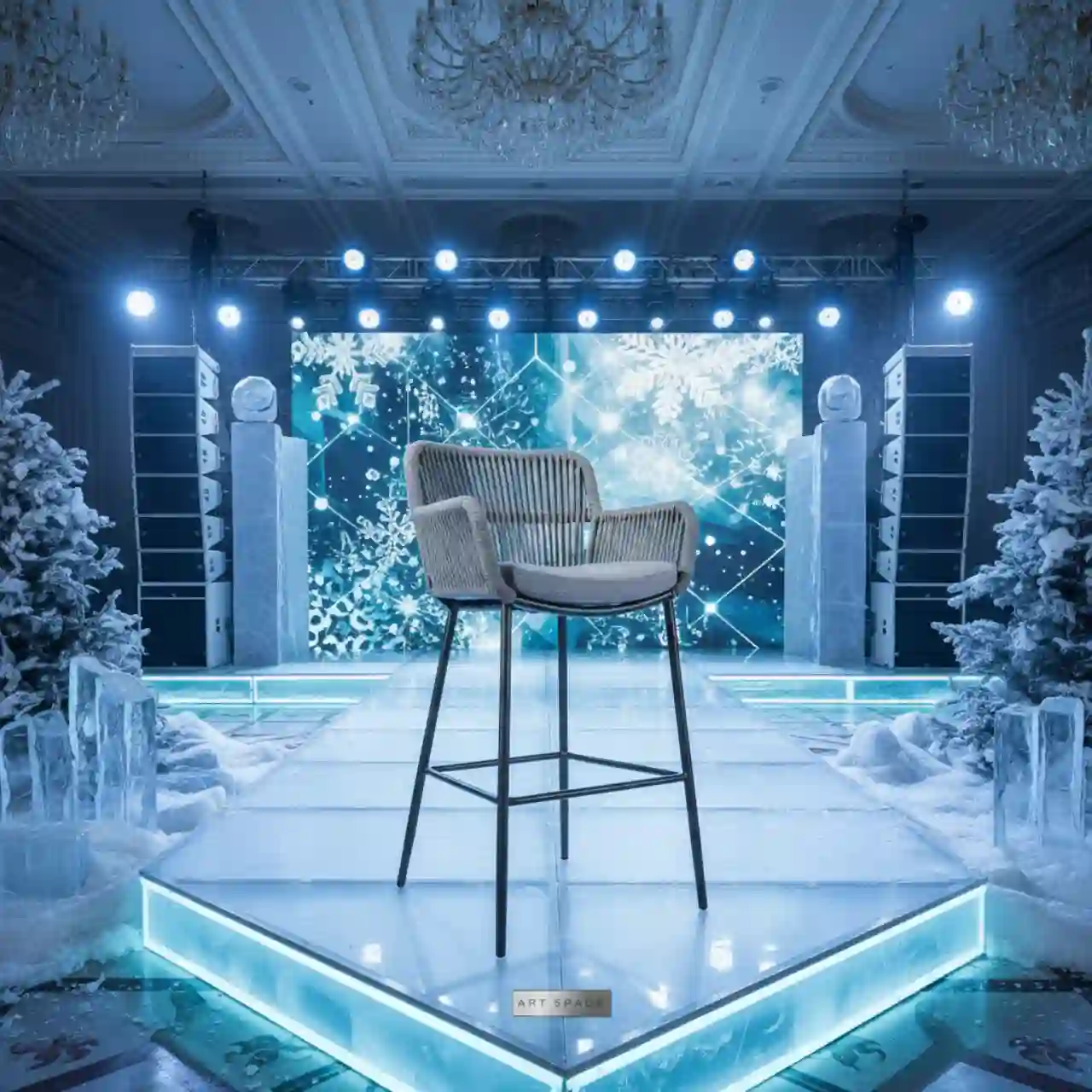 Барный стул Марсель плетеный из роупа светло серый