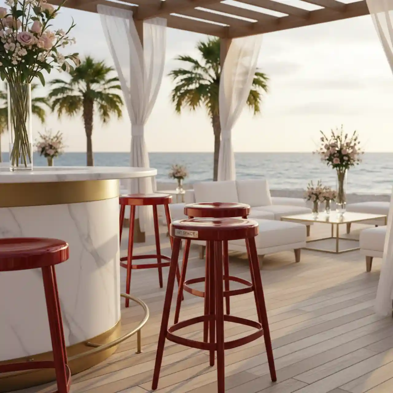 Барный стул металлический красный