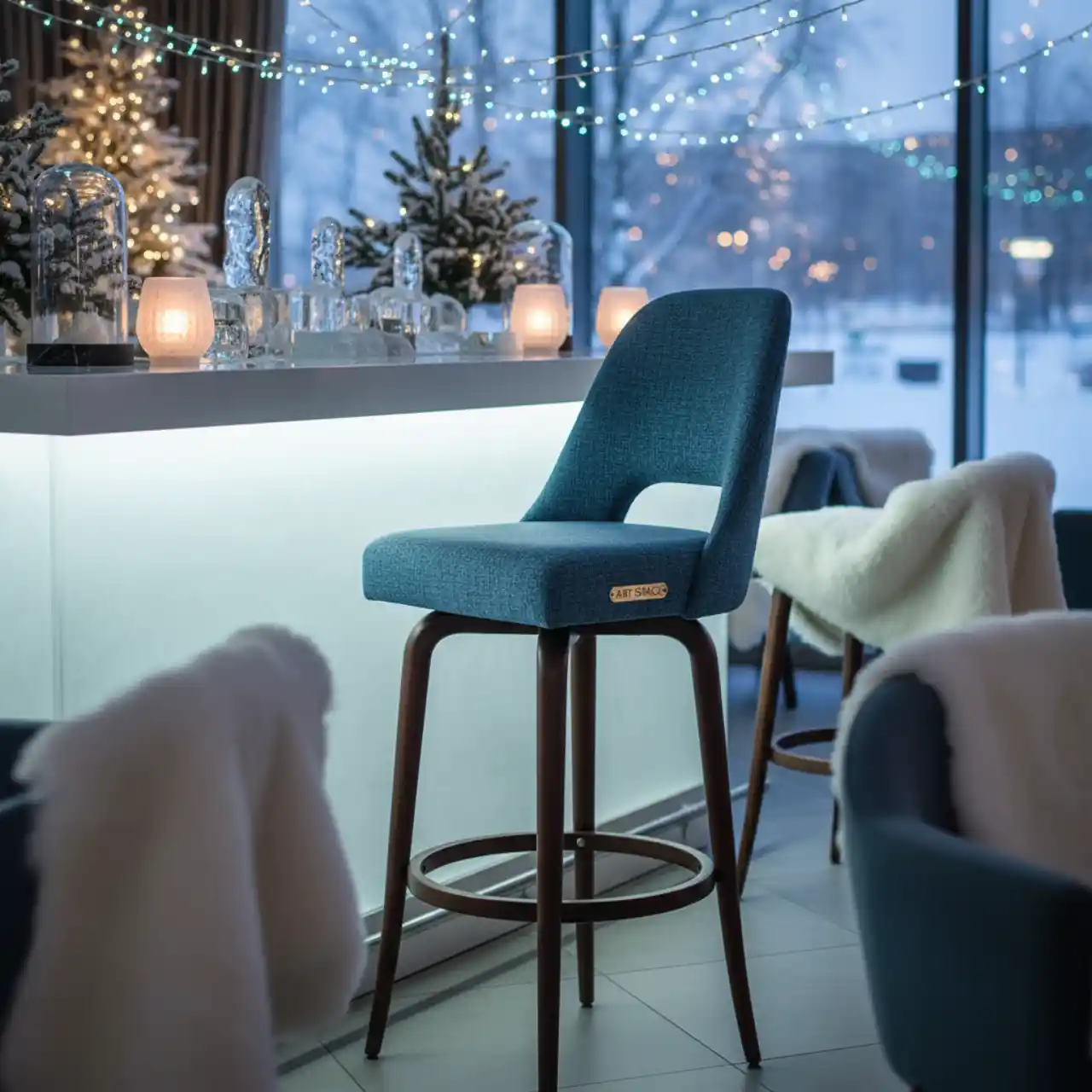 Барный стул Кельн рогожка синий