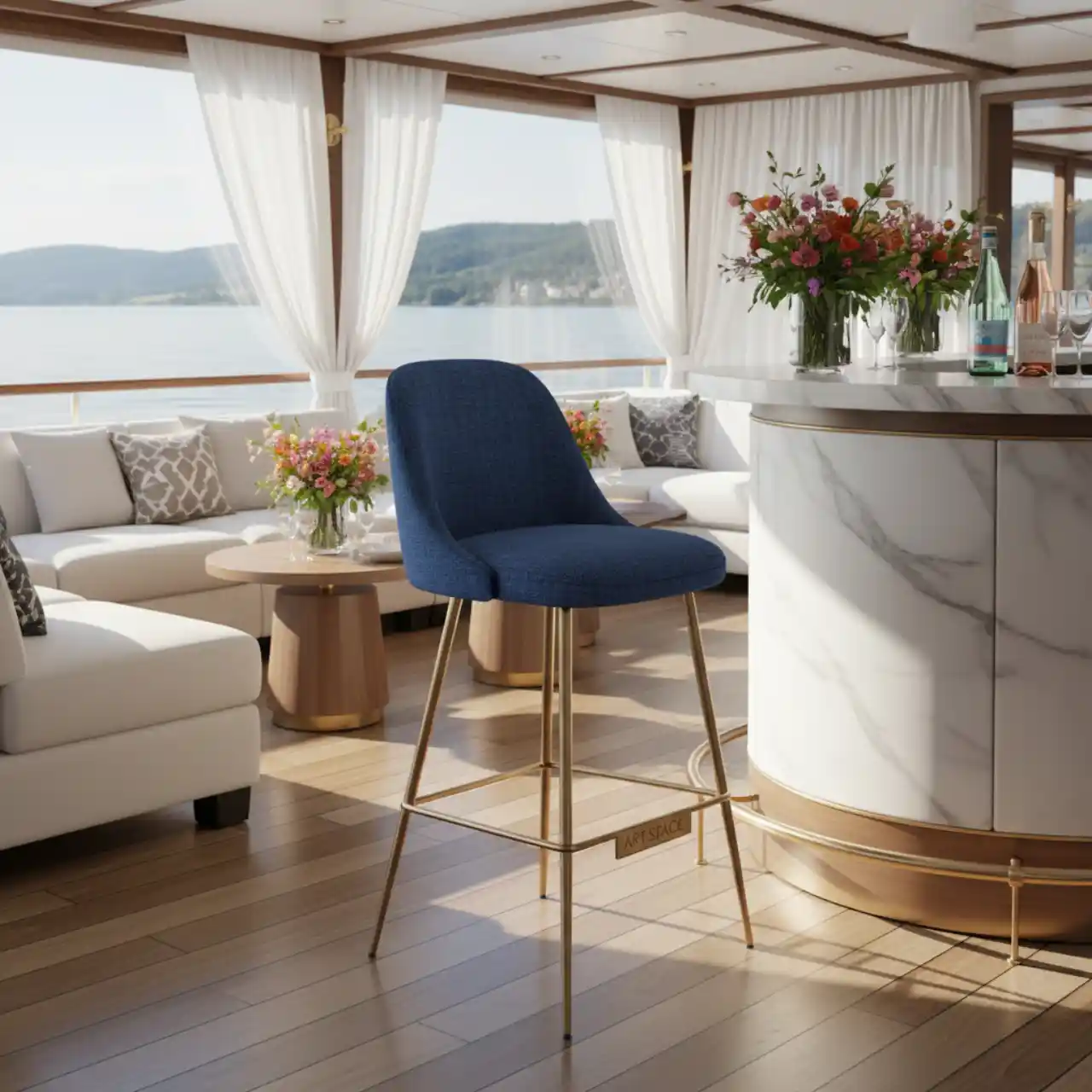 Барный стул Кельн рогожка синяя