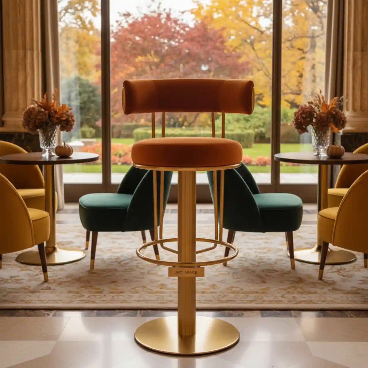 Барный стул золотой