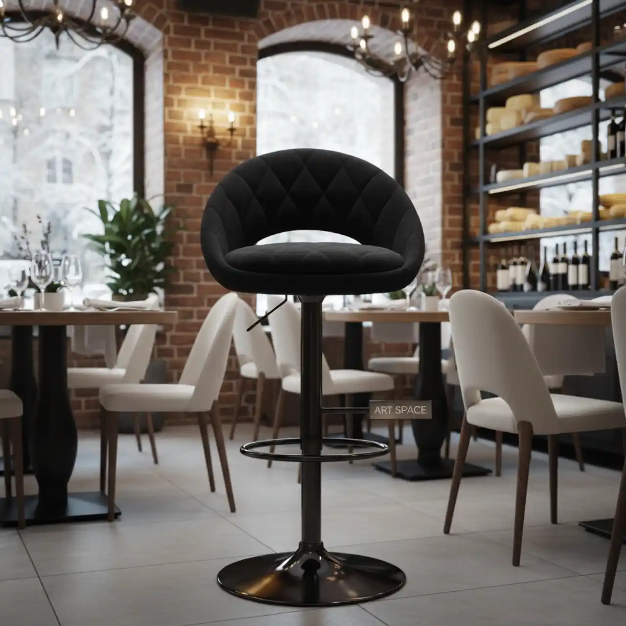 Барный стул для визажиста черный
