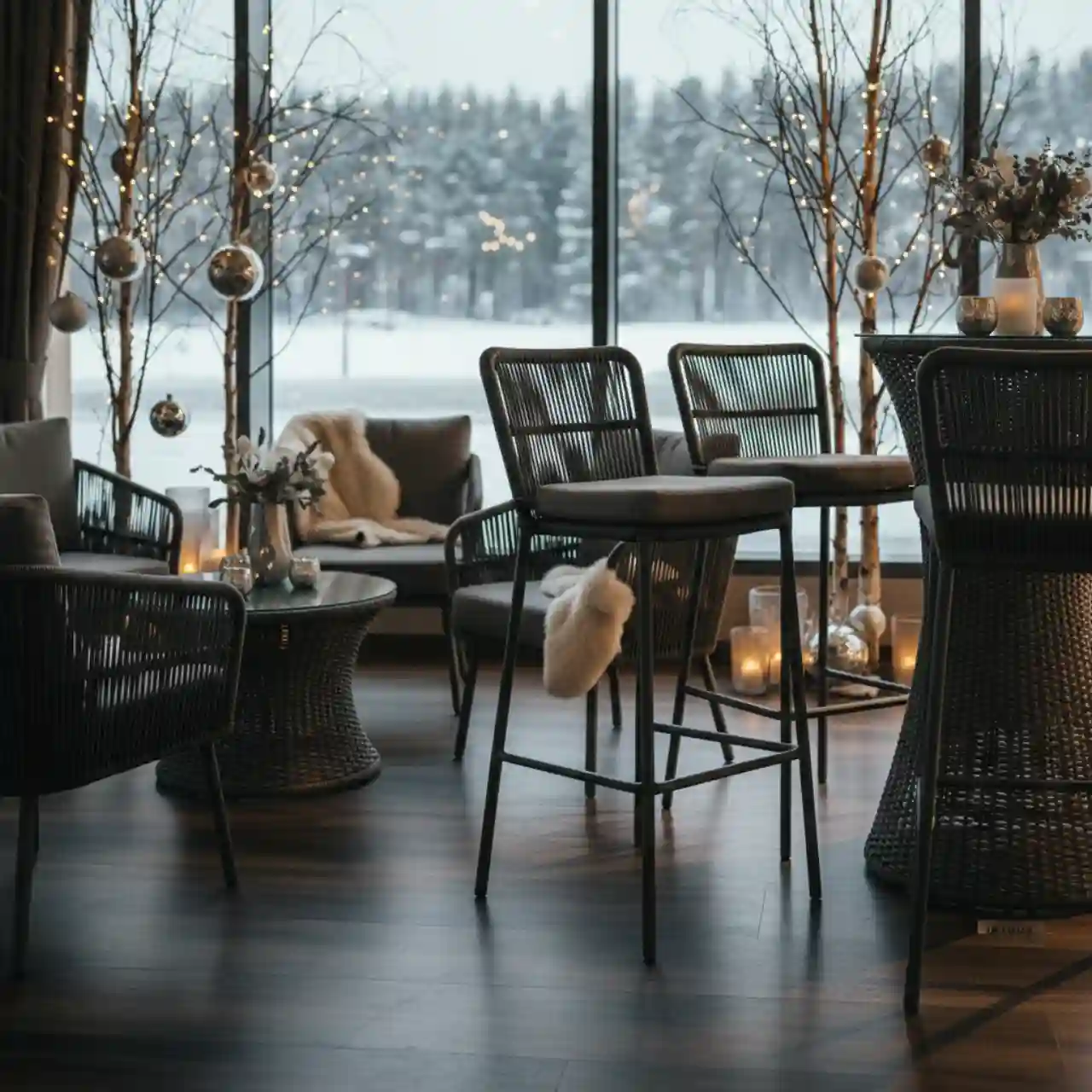 Барный стул Бордо плетеный из роупа каркас сталь серый RAL7022 серый роуп 15 мм серая ткань