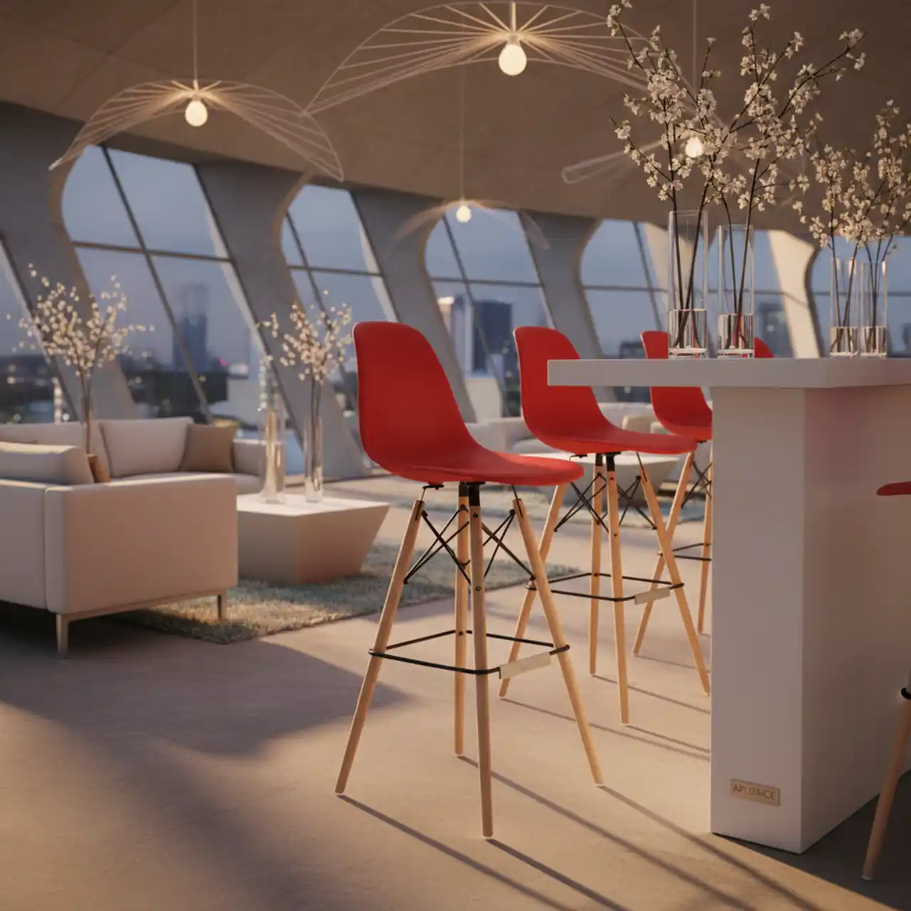 Барный стул дизайнерский Eames стиль DSW Red