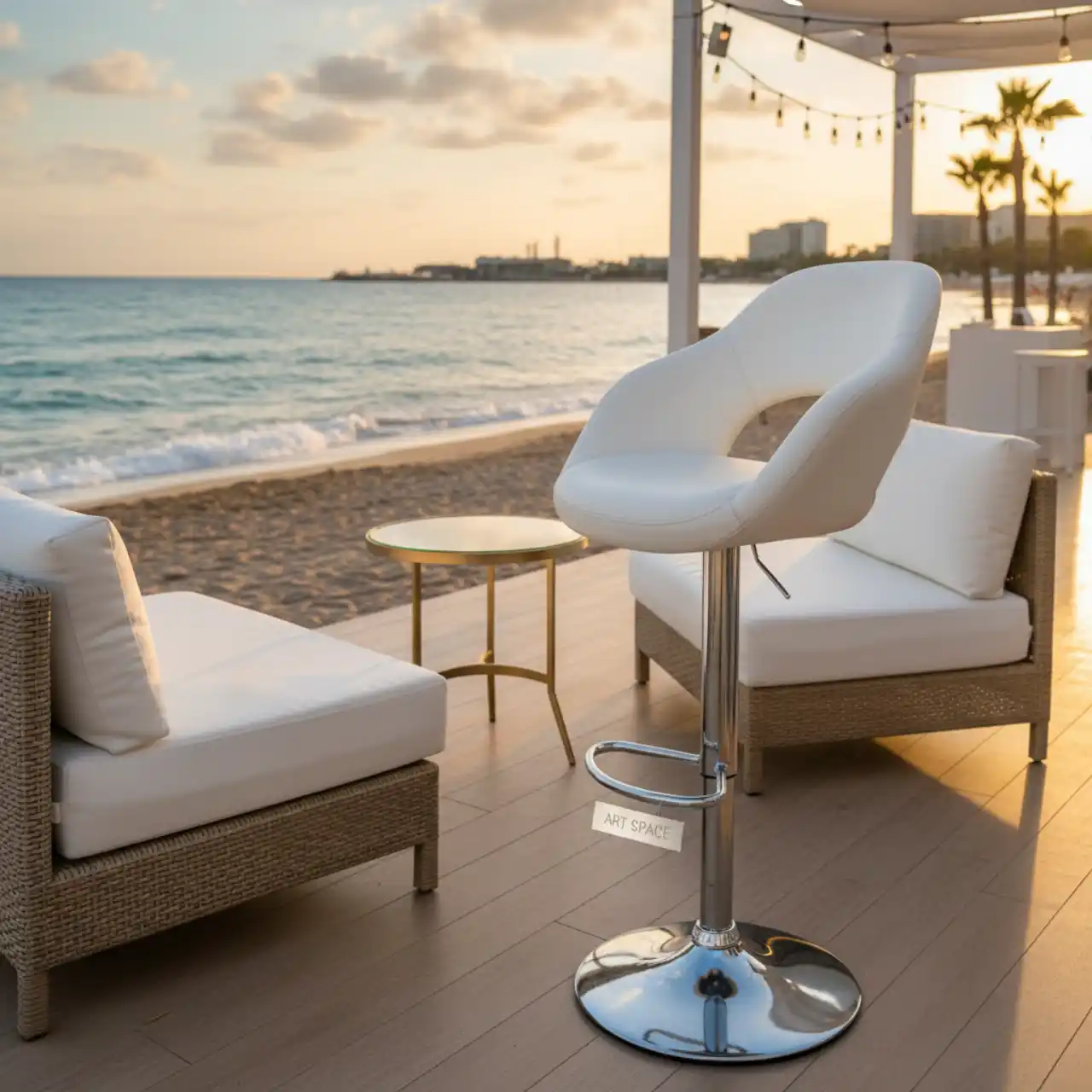 Барный стул Mira белый кожзам