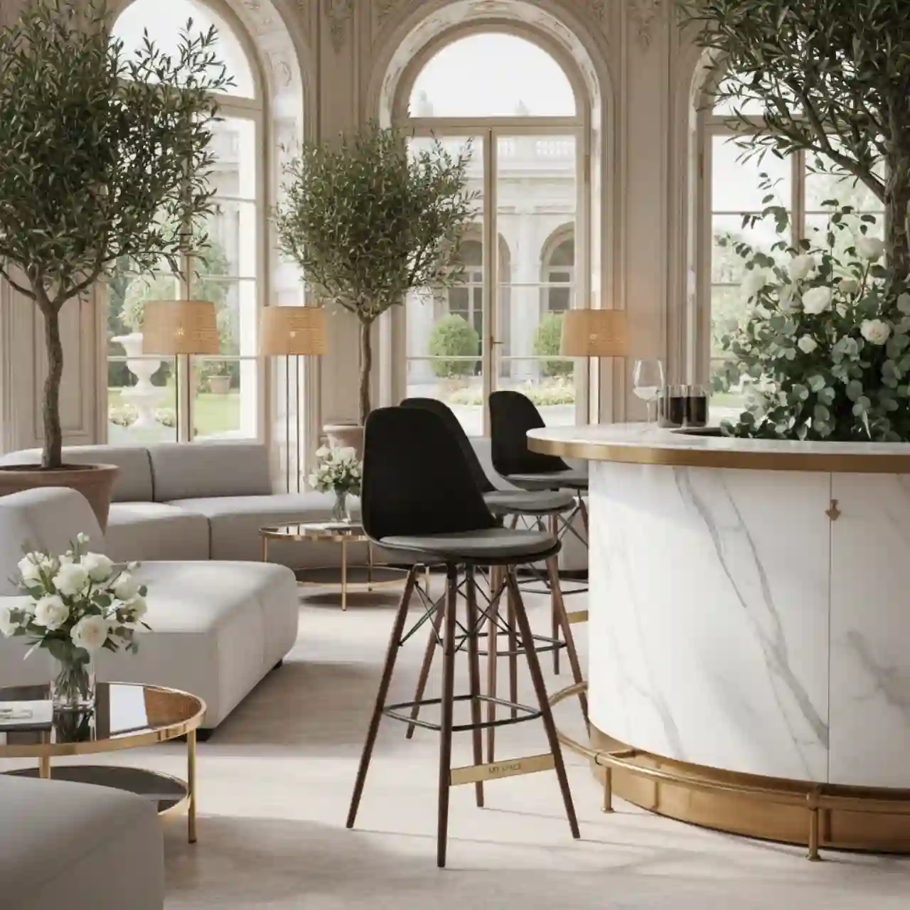 Барный стул дизайнерский Eames стиль DSW Black