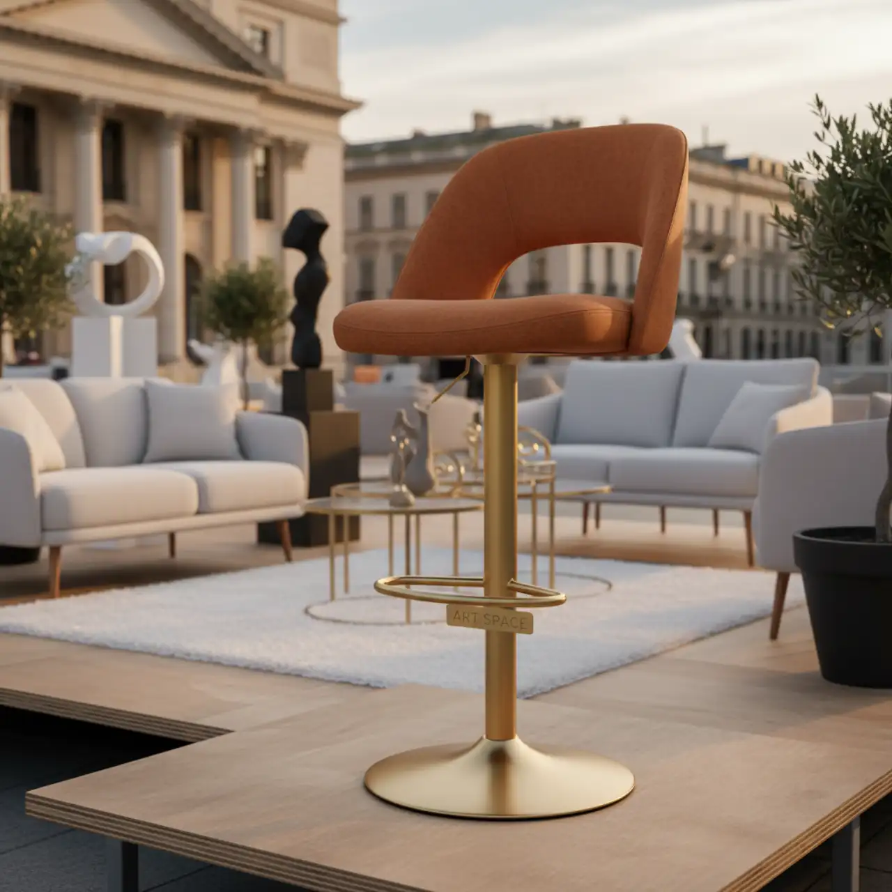 Барный стул Mint корица с подъемным механизмом