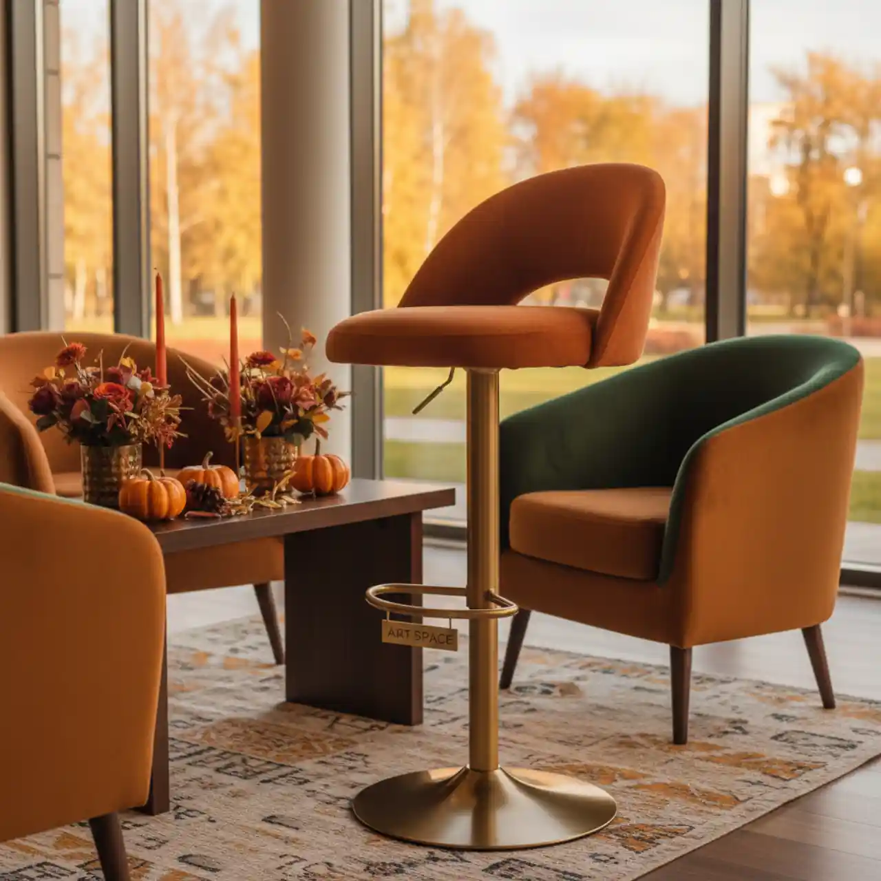 Барный стул Mint корица с основанием лифт