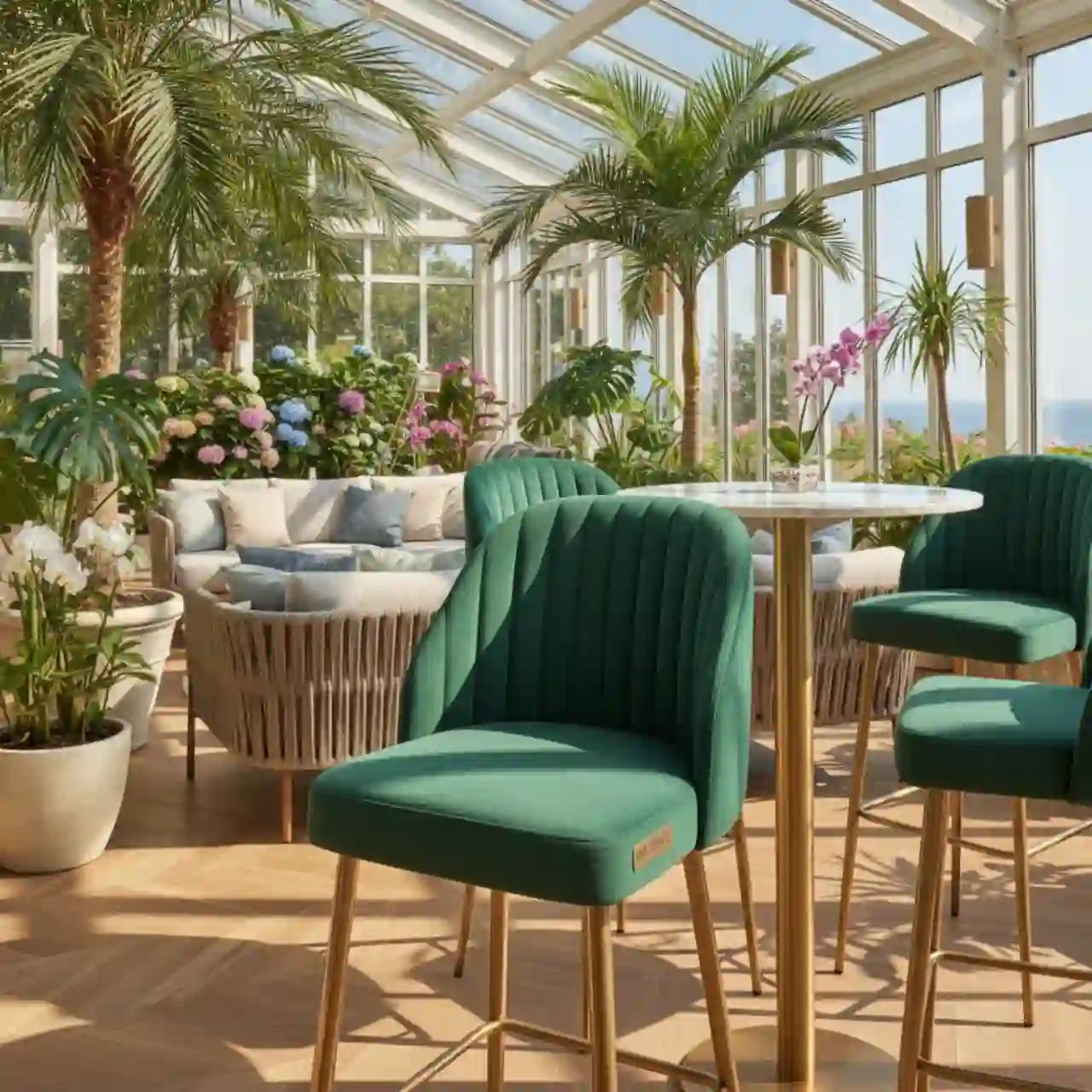 Барный стул Solar велюр Bella 37 изумрудный вертикальная прострочка