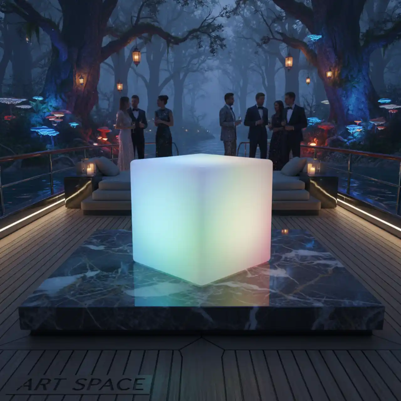 40х40 Пуфы КУБЫ светящиеся LED RGBW подсветка