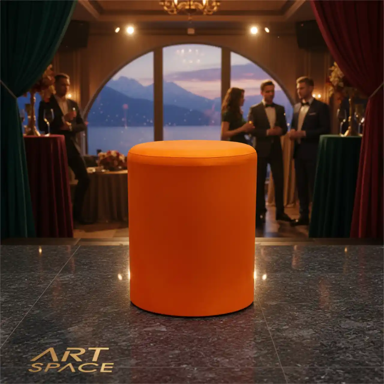 Пуфы мягкие, ОРАНЖЕВЫЙ цвет, велюр