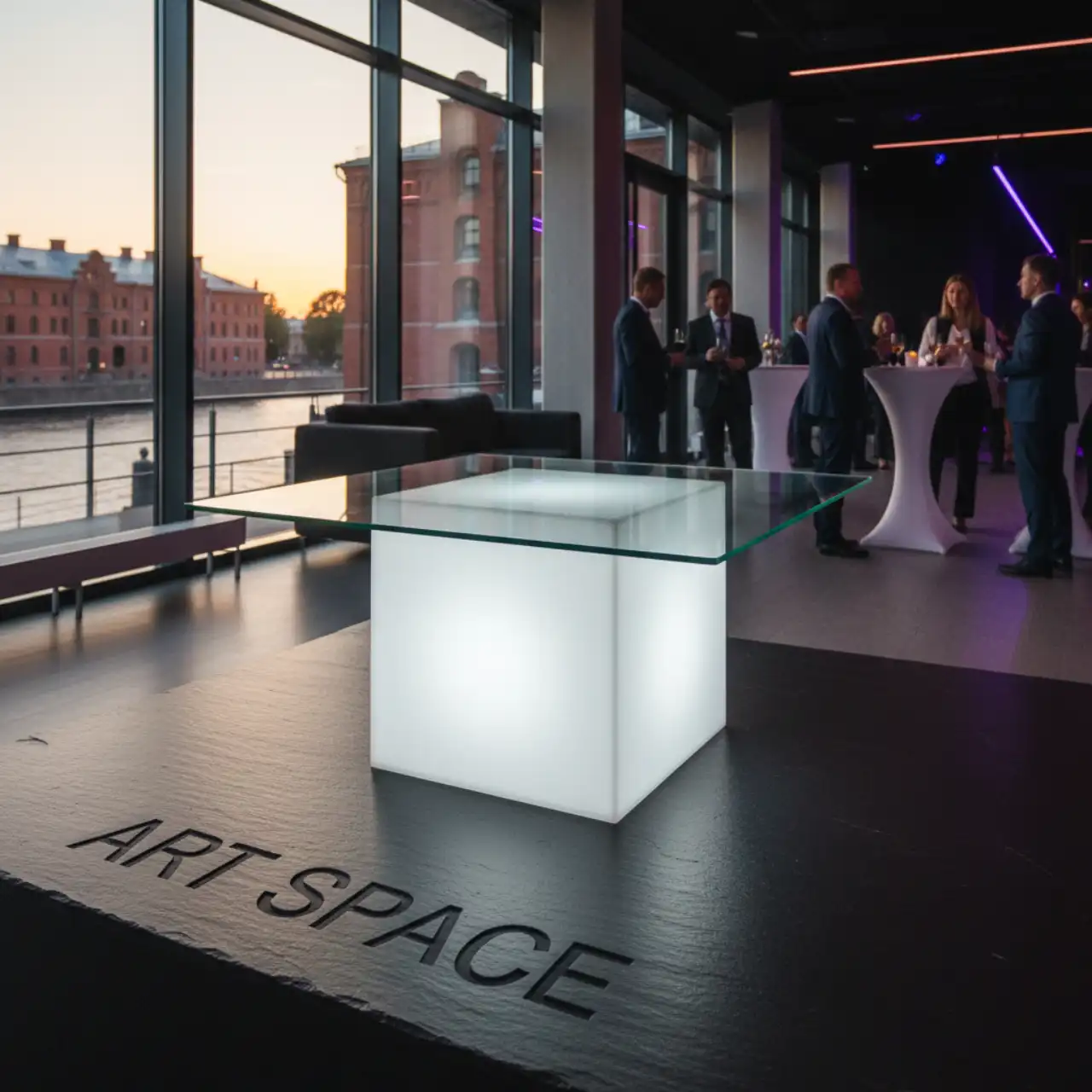 Столы КУБЫ светящиеся 150х150 см. LED RGBW подсветка