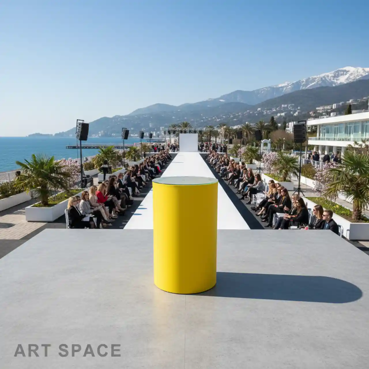 Столы коктейльные БОЧКА с желтым чехлом и СТЕКЛЯННОЙ столешницей.