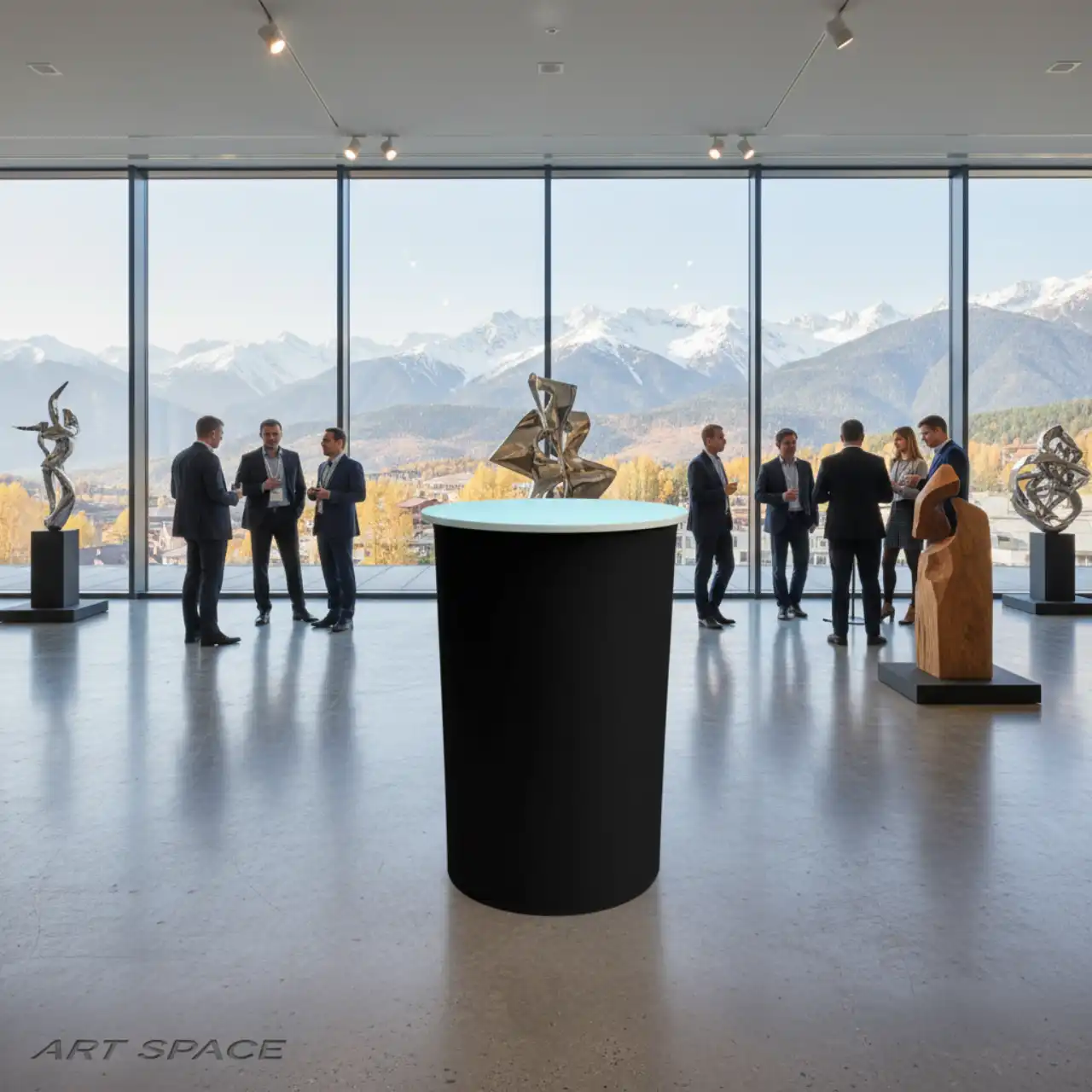 Столы коктейльные БОЧКА с черным чехлом и столешницей МДФ белого цвета