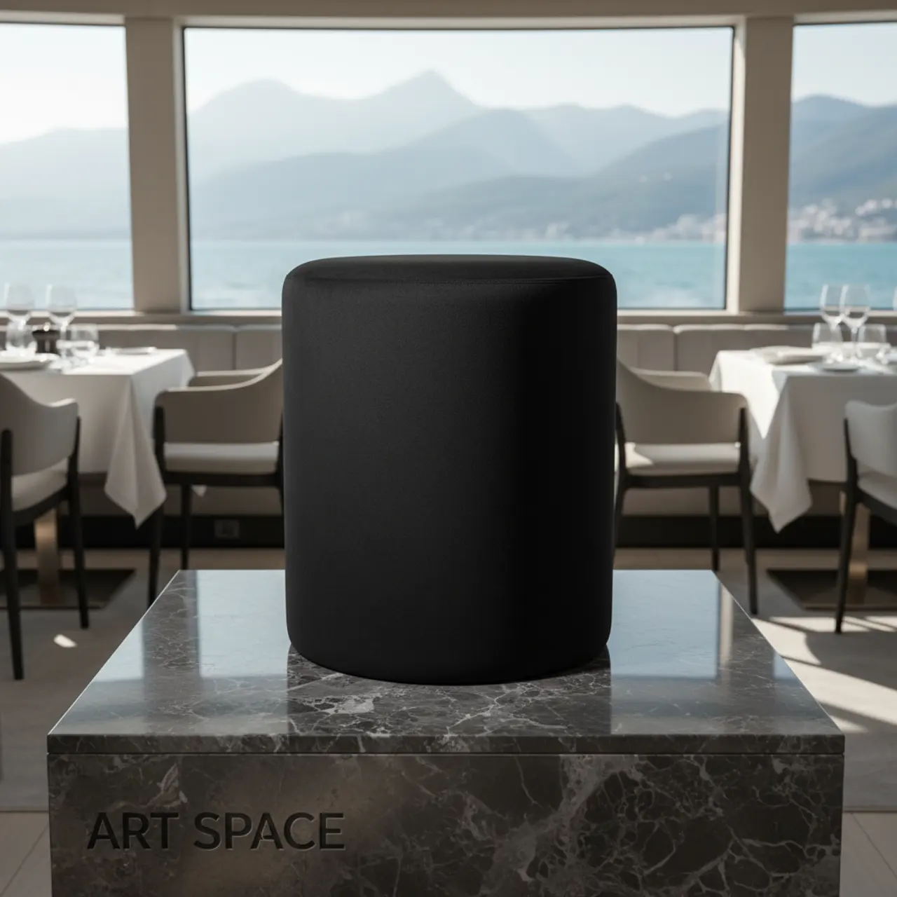 Пуфы мягкие, ЧЕРНЫЙ цвет, велюр