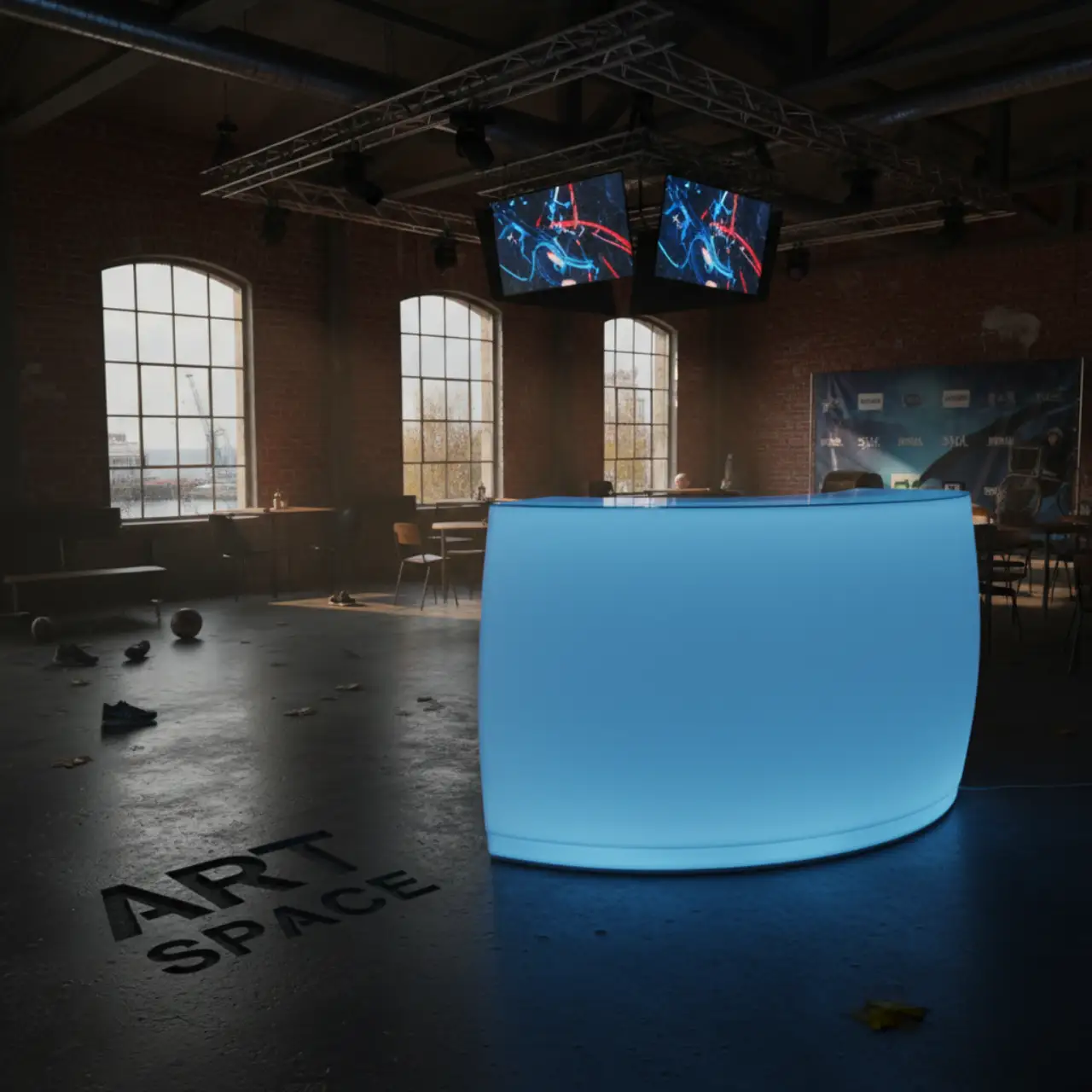 Стойки светящиеся РАДИУСНЫЕ модель v1 ресепшен LED подсветка в любой цвет RGBW Стойки ресепшен, БАРНЫЕ, промо стойки, для регистрации гостей. Для УЛИЦЫ и помещения.