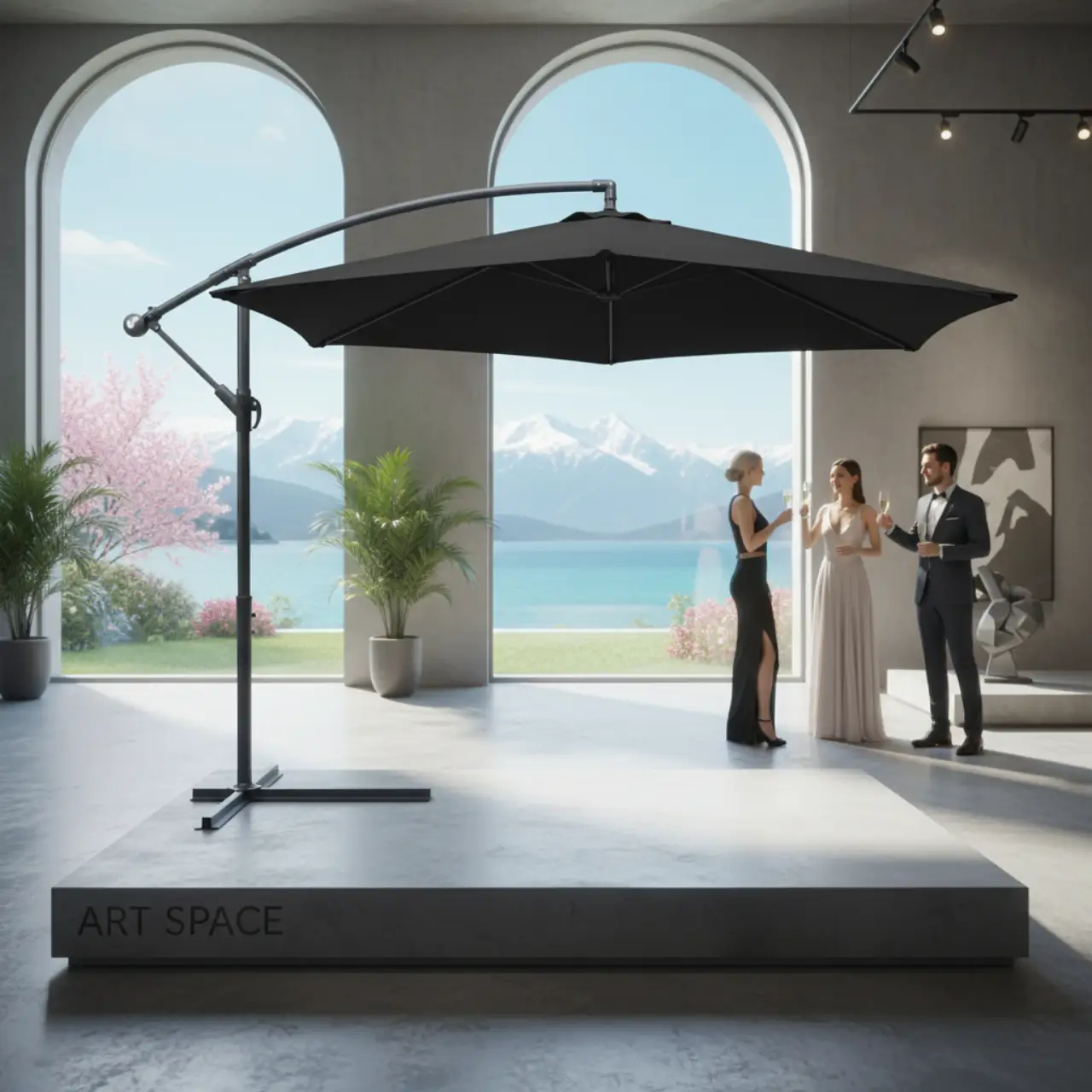 Зонты уличные на боковой опоре черные