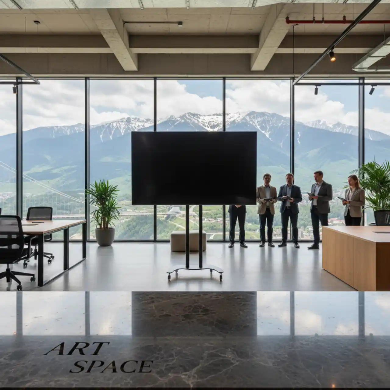 TV экраны 85 дюймов на напольных стойках