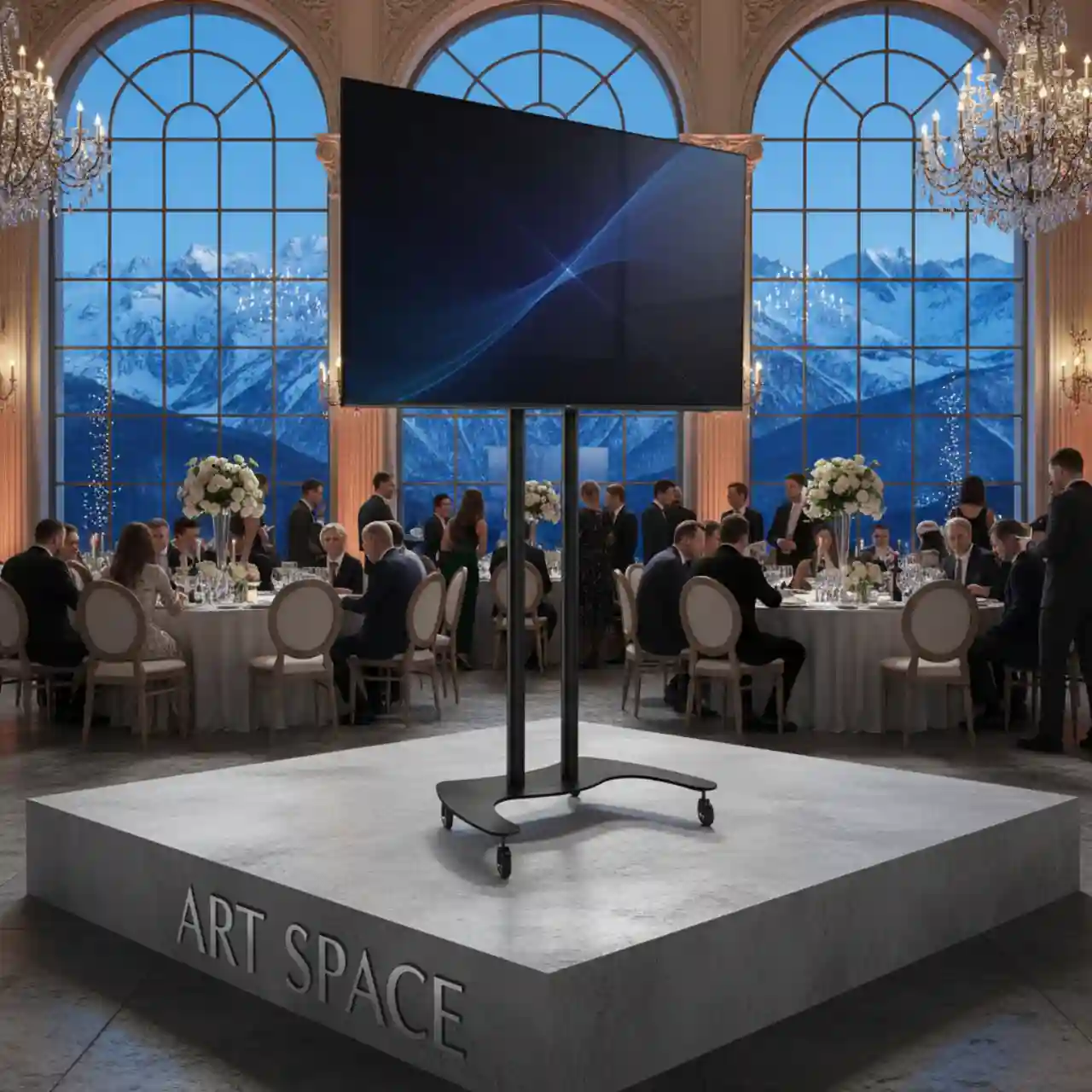 TV экраны 65 дюймов на напольных стойках