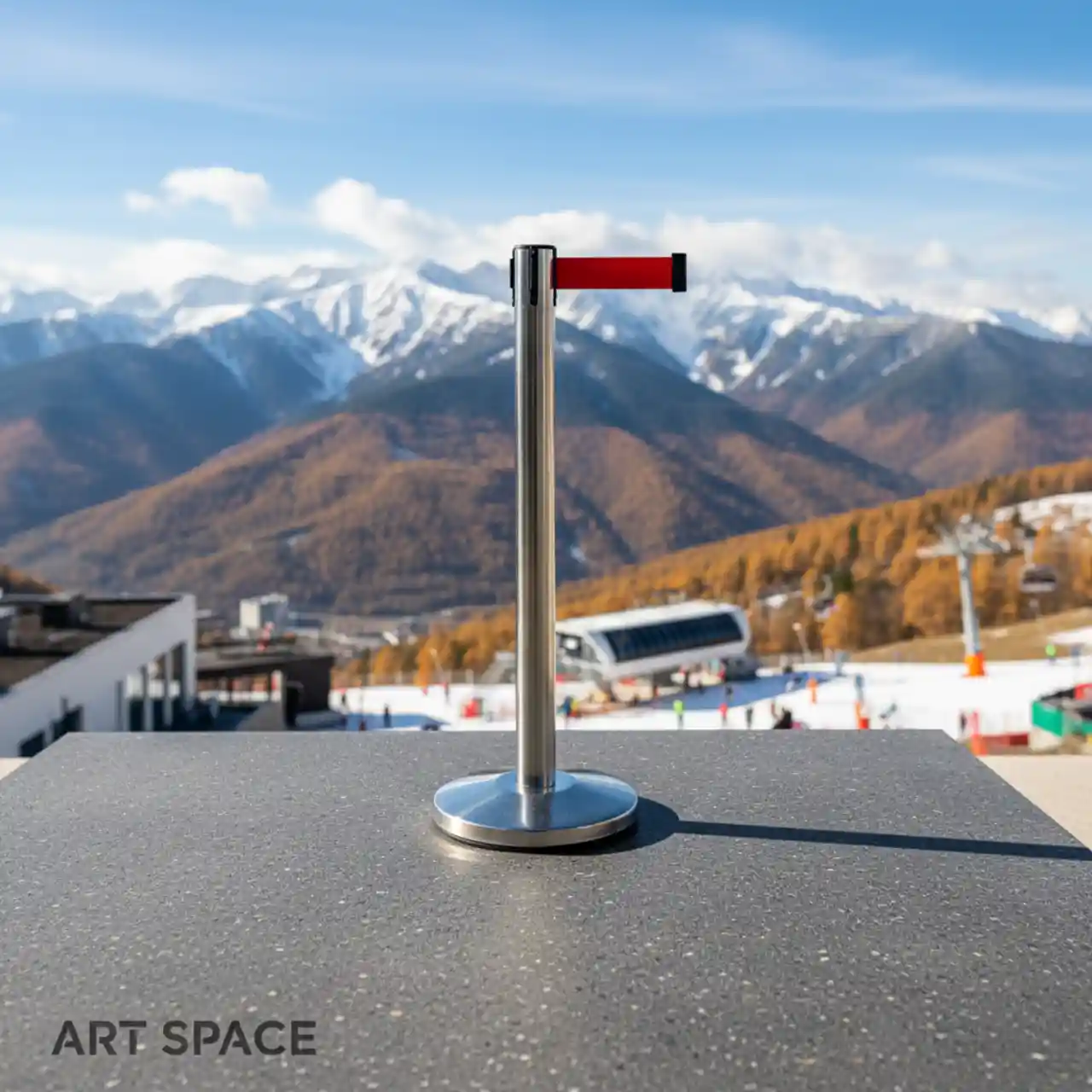 Стойки ограждения (столбики) СЕРЕБРЯНОГО цвета, вытяжная ЛЕНТА
