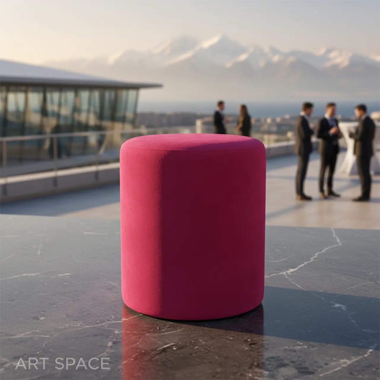 Пуфы мягкие, МАЛИНОВЫЙ цвет, велюр