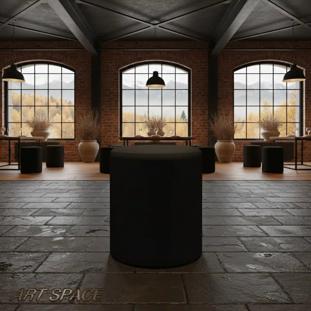 Пуфы мягкие, ЧЕРНЫЙ цвет, велюр