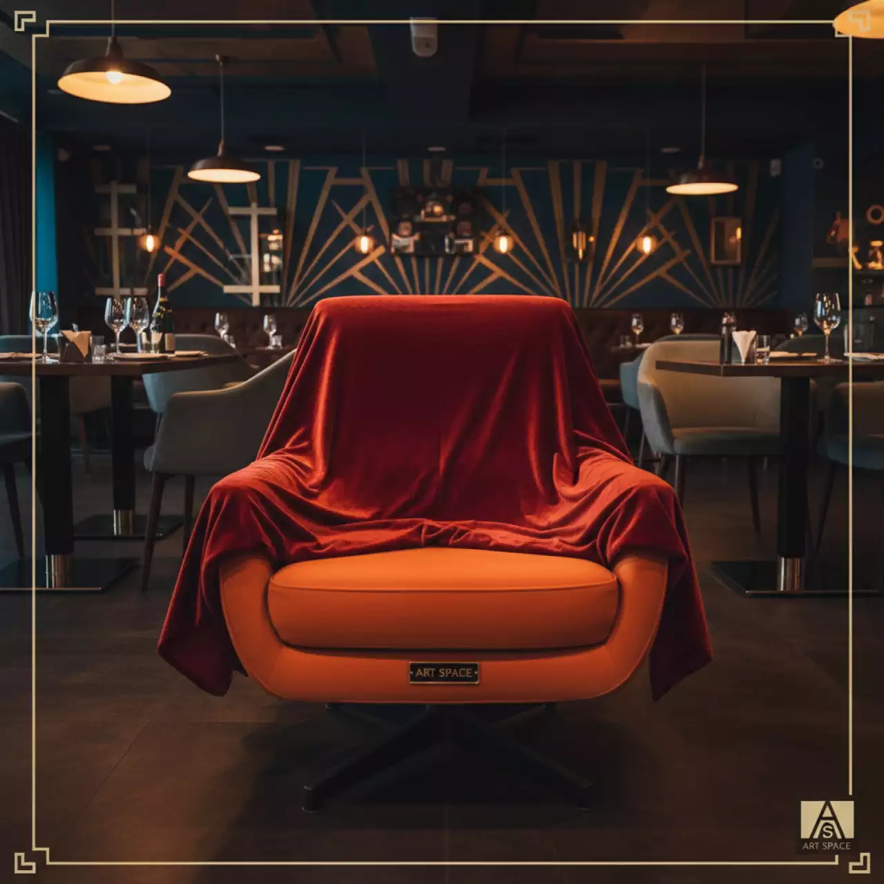 Аренда Чехол Е 01 на стул Eames уплотненный велюр оранжевый в ресторане «Сыроварня» — ART SPACE