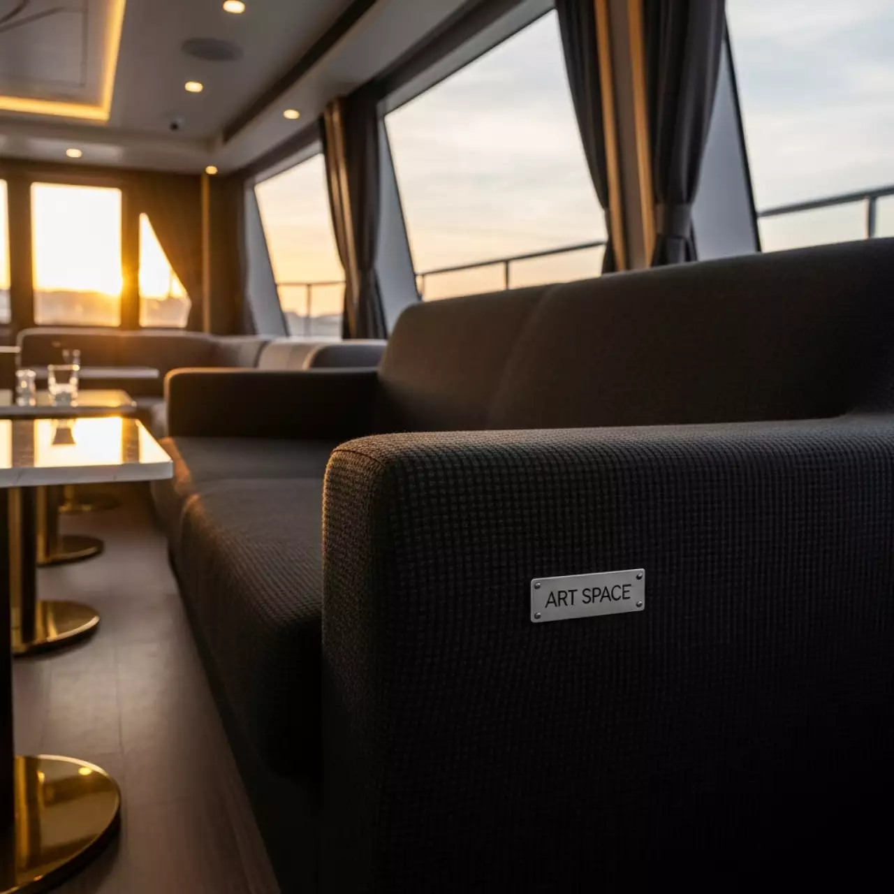 Аренда Чехол на диван Модест черный на VIP теплоходе (Морпорт