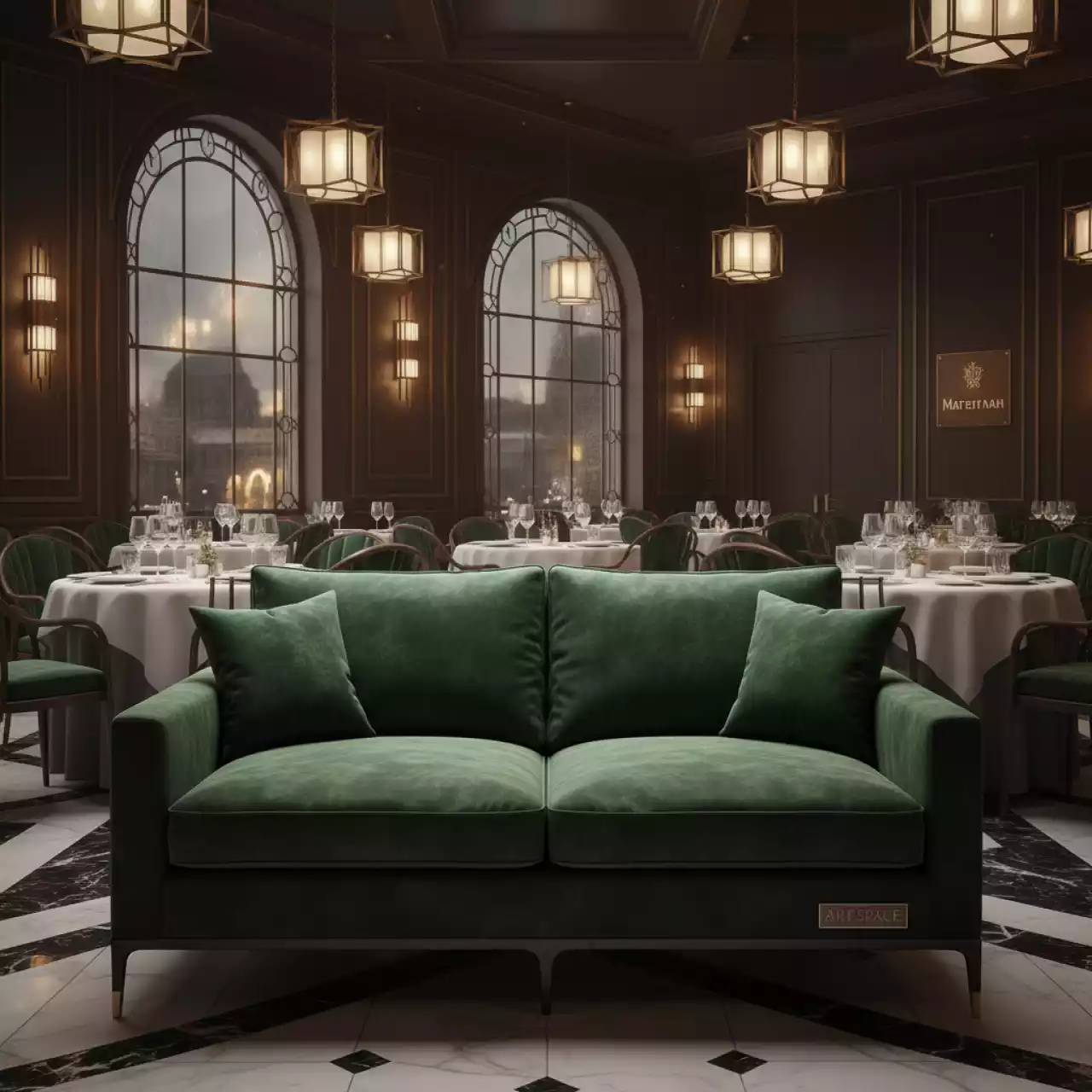 Аренда Диван двухместный металлический с подушками Como в ресторане «Магеллан» – Идеальное решение для летнего вечера — ART SPACE