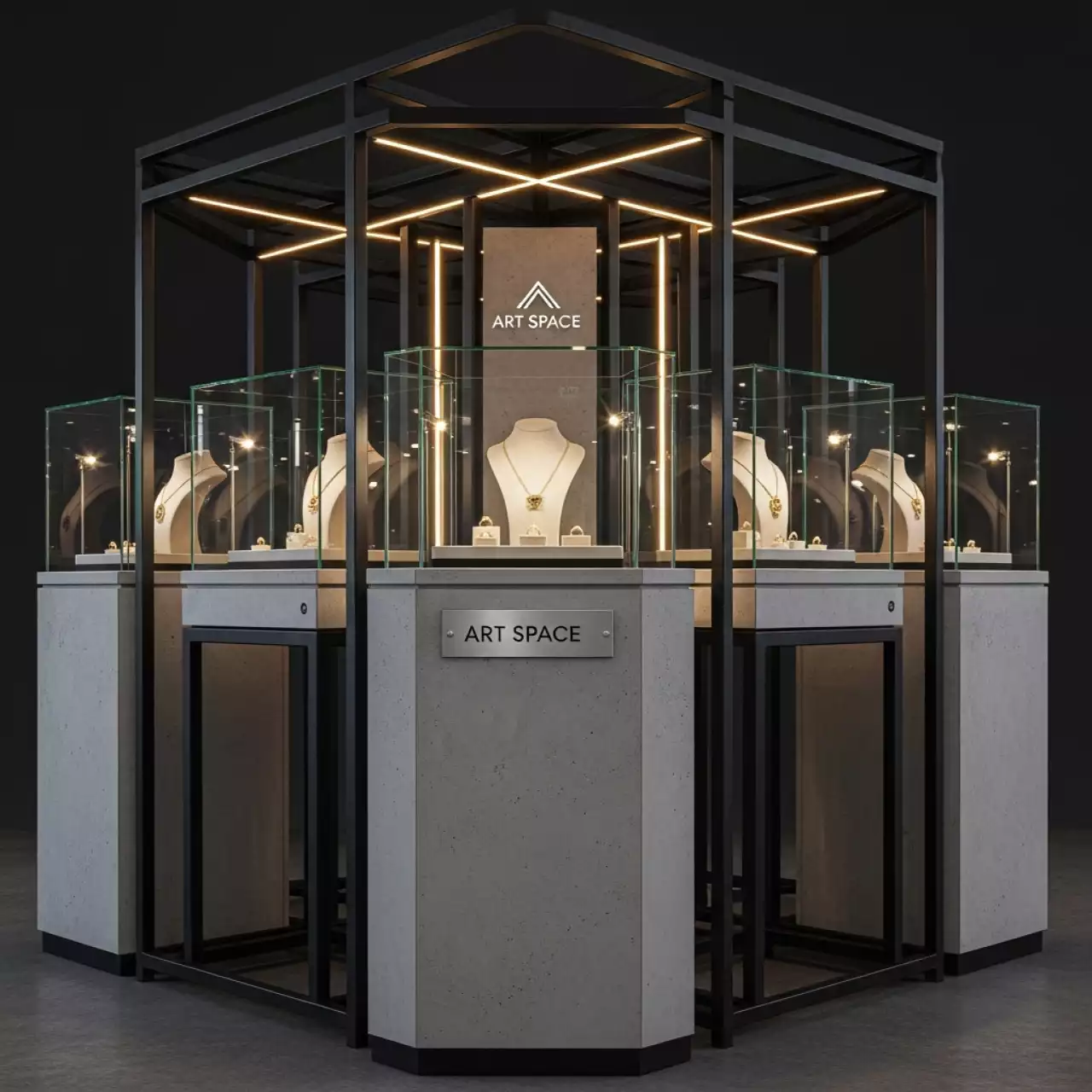 Аренда Дизайн проект торгового острова для ювелирных украшений в отеле «Звездный» — ART SPACE