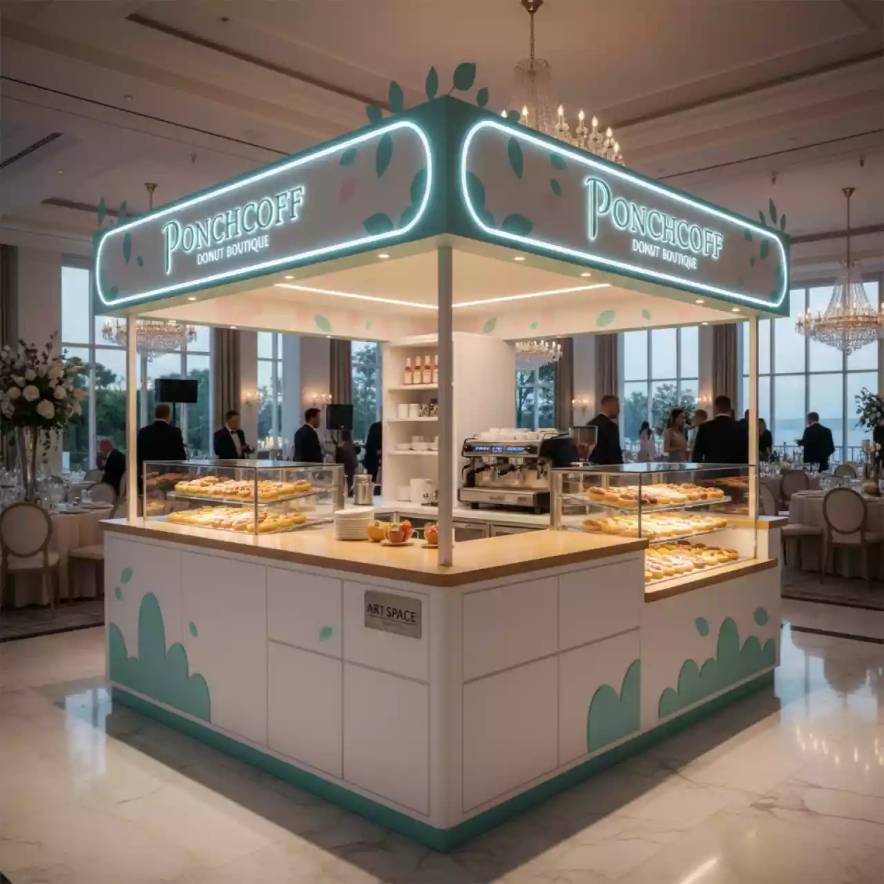 Аренда Дизайн проект торгового островка Пончкофф 2,5х4,8 м в Swissôtel Resort Sochi Kamelia — ART SPACE