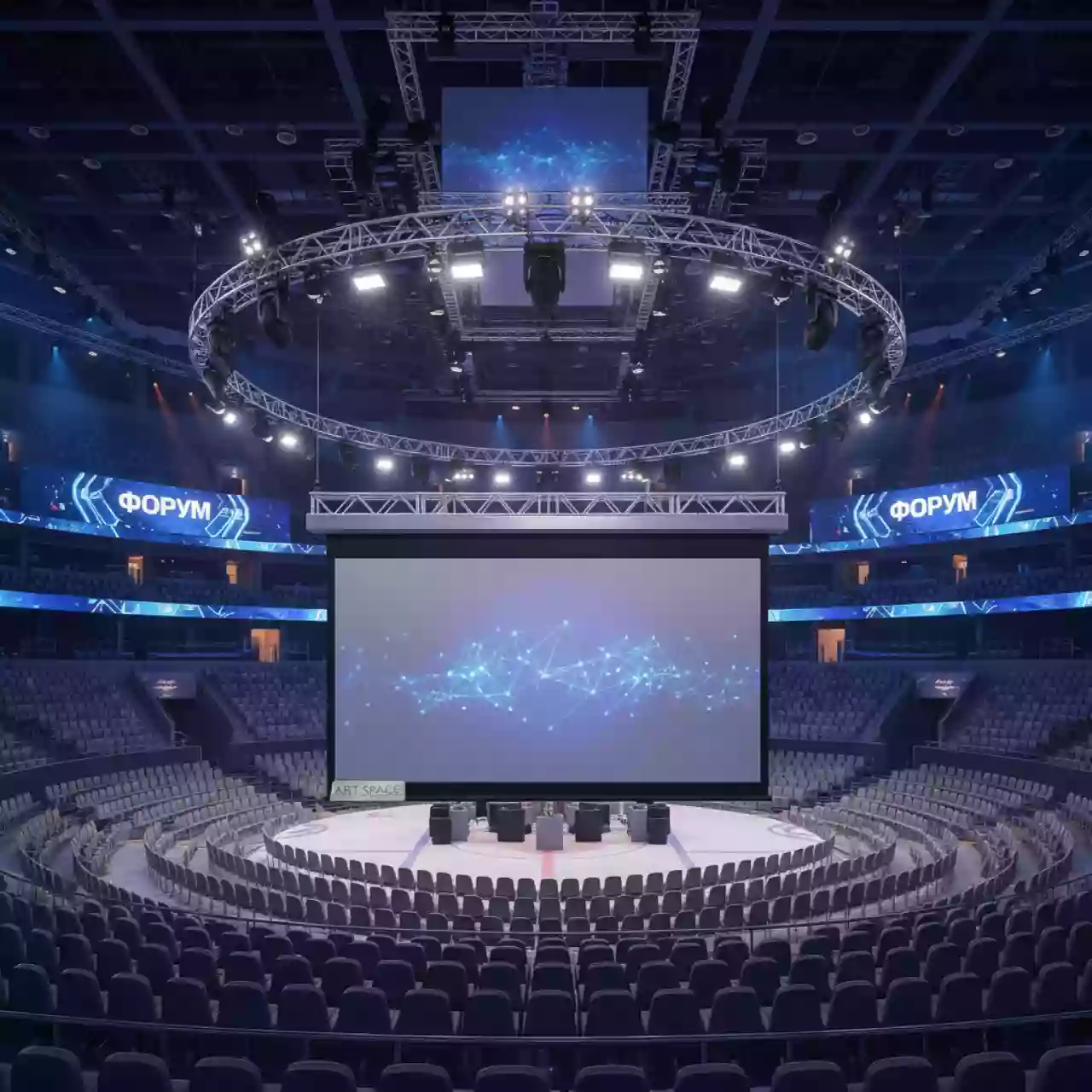 Аренда Экран для проектора с электроприводом Premier Phoenix R 16 9 177х100 MW PR W в ледовой арене «Шайба» — ART SPACE