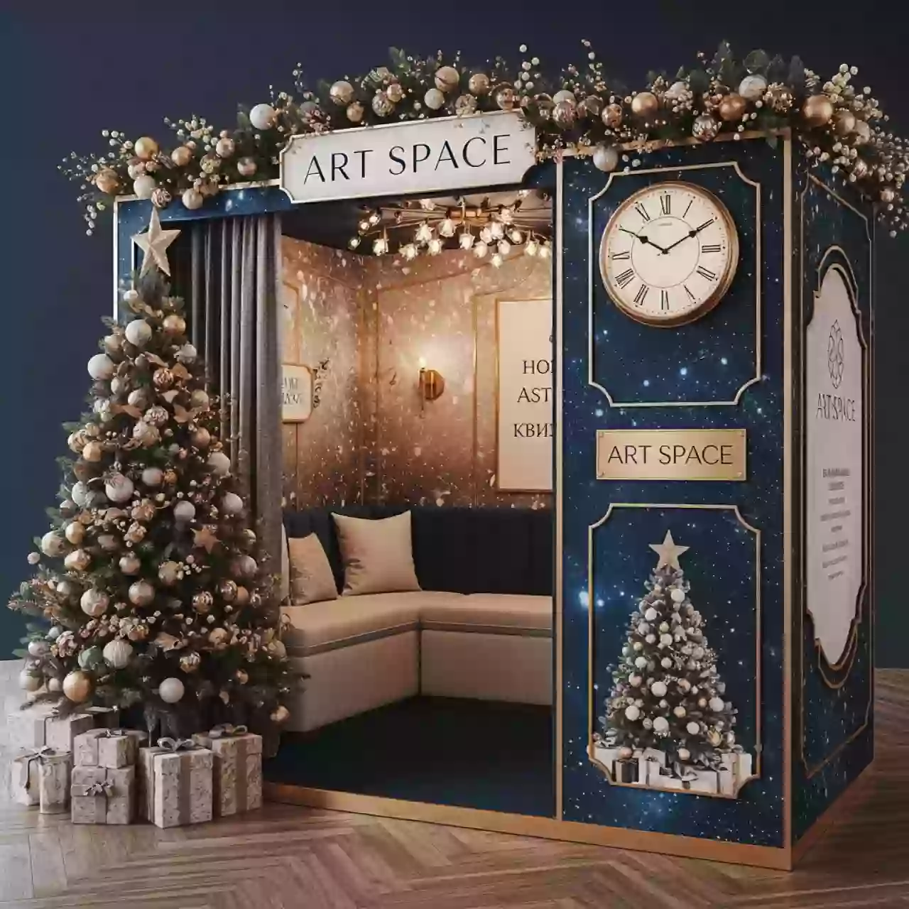 Аренда Фотозоны для Нового года с часами и елкой на Имеретинской набережной — ART SPACE