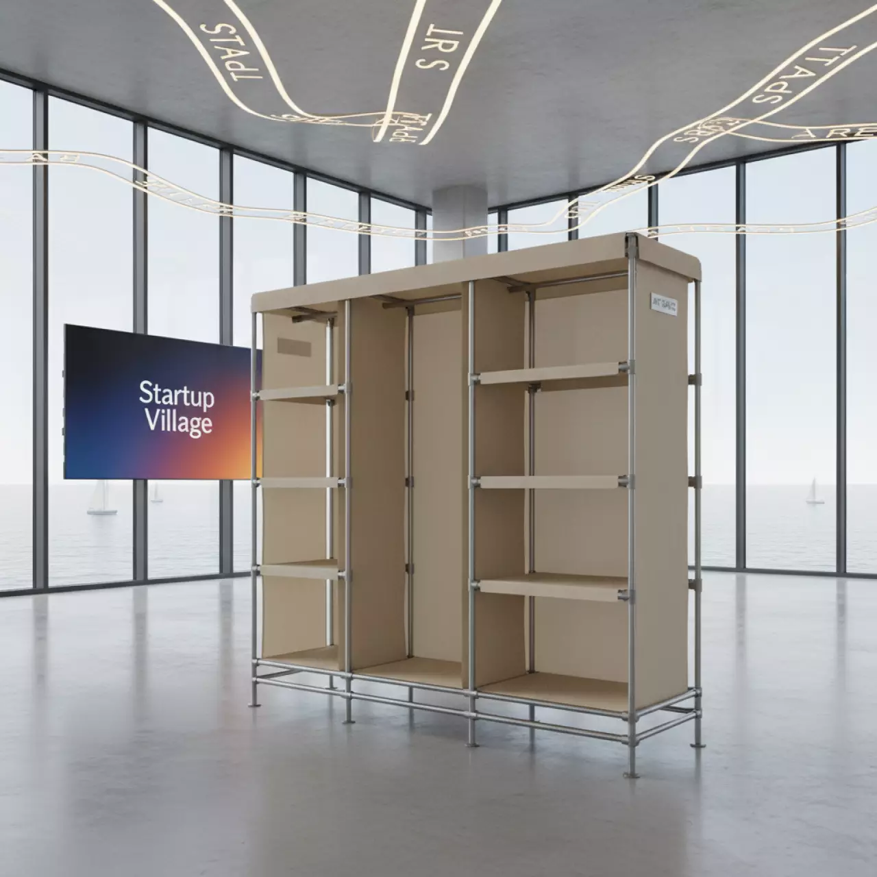 Аренда Гардероб W 07 1 Helex металлическая труба полипропилен нетканое волокно бежевый в зале «Чайка» (Морпорт) — ART SPACE