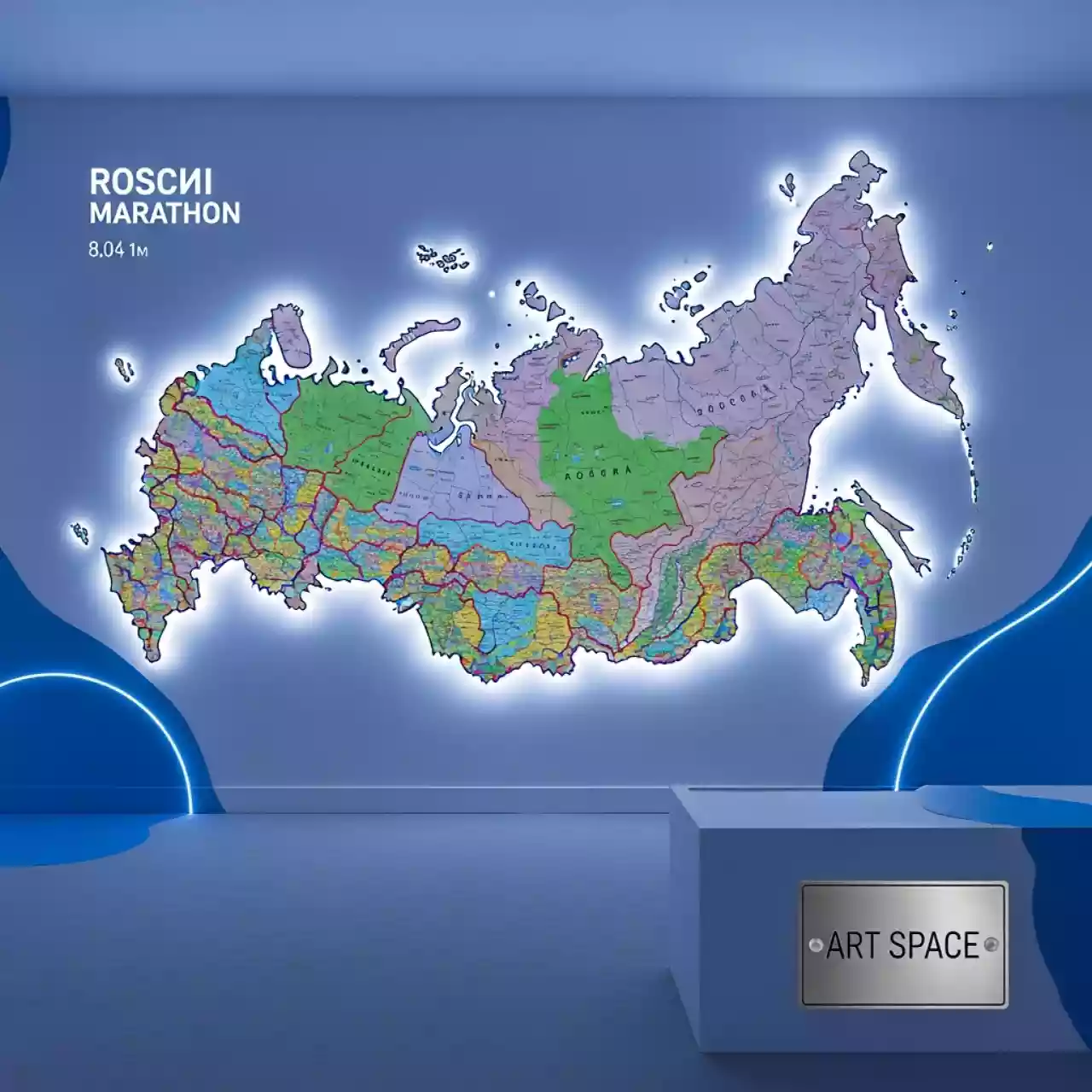 Аренда Интерактивная карта России 8,04х1 м с подсветкой в санатории «Черноморье» — ART SPACE