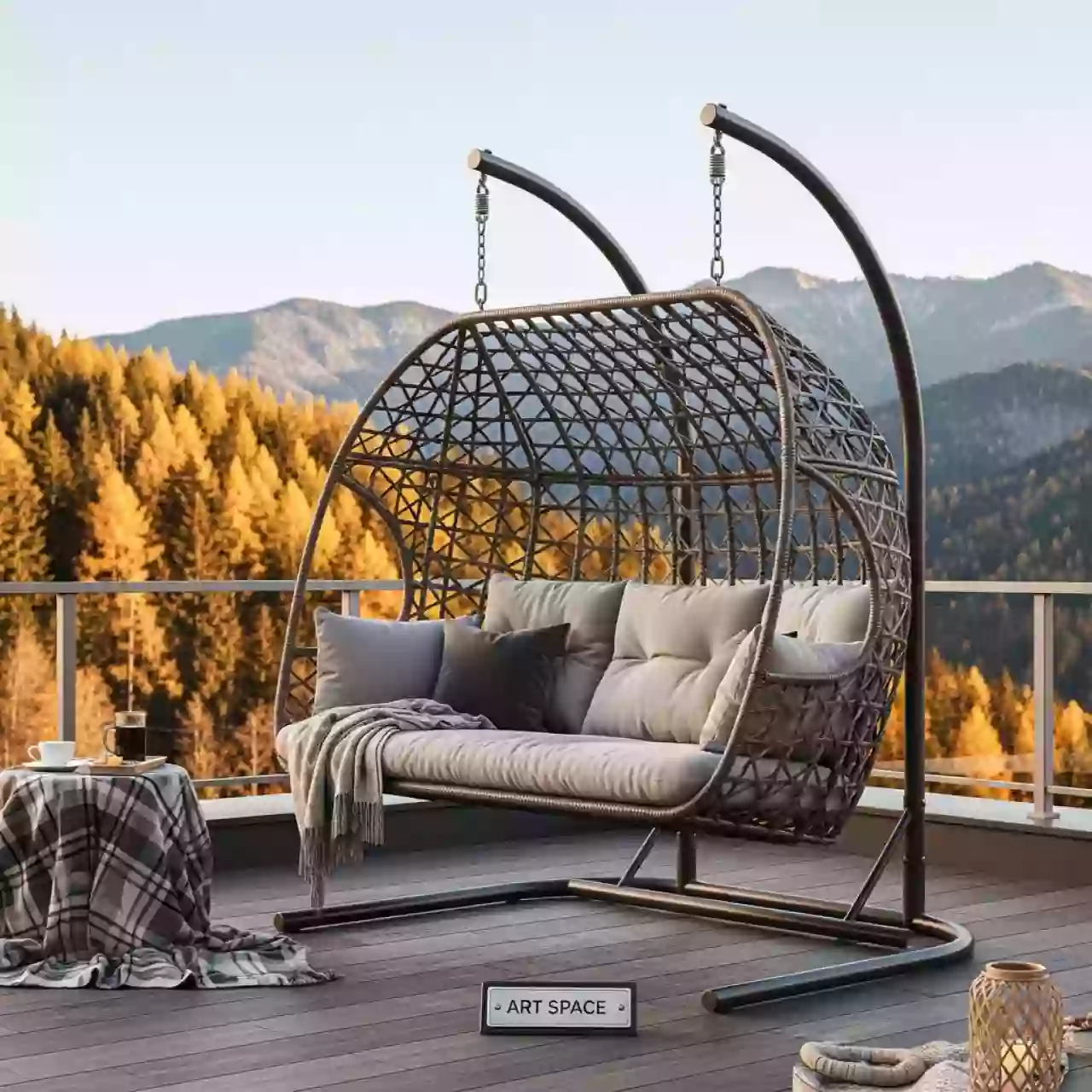 Аренда Качели садовые Prince из ротанга для веранды в Поляна 1389 Отель и Спа — ART SPACE
