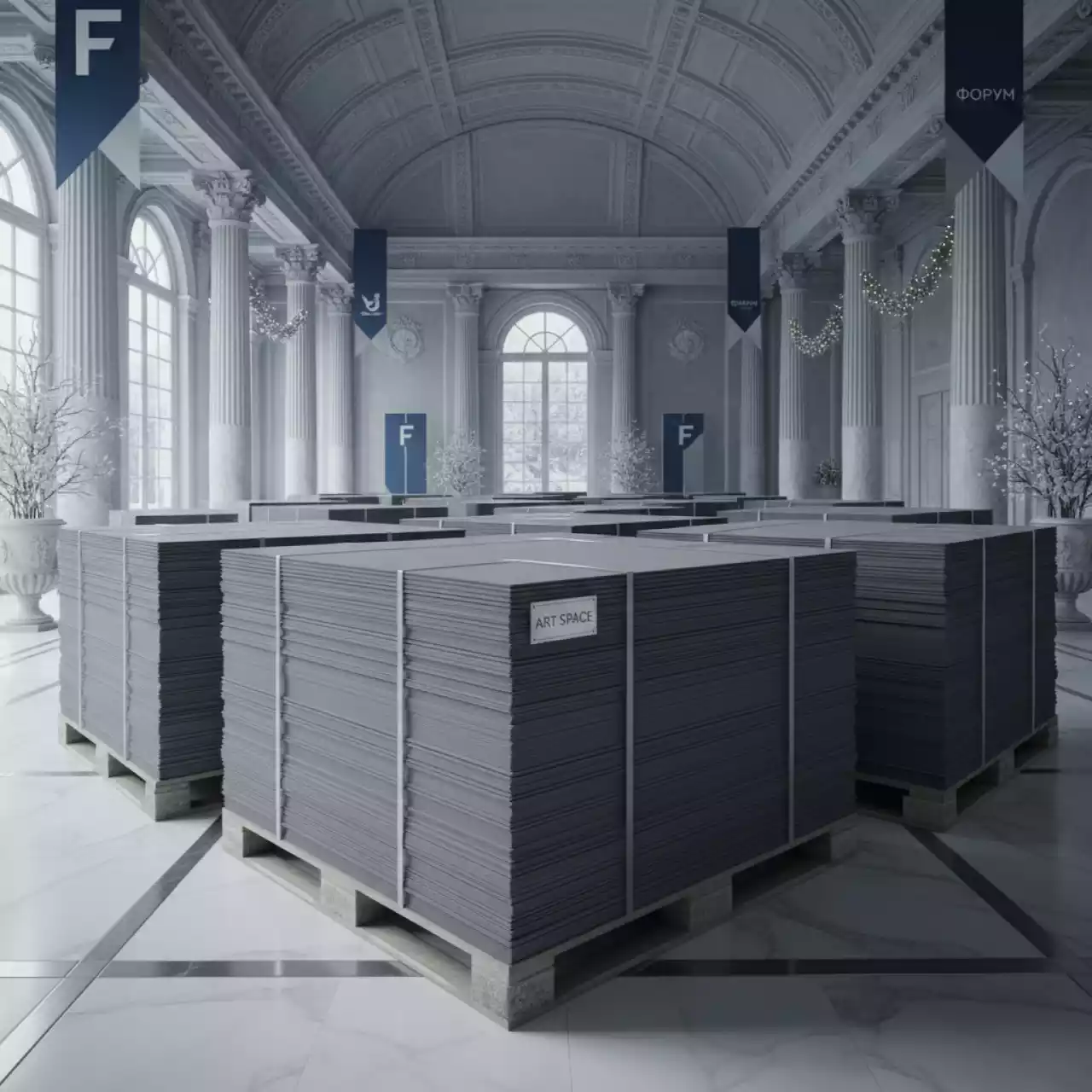 Аренда Картон JINBOARD серый 1200 м² 700х1000х2,00 мм на вилле «Анна» — ART SPACE