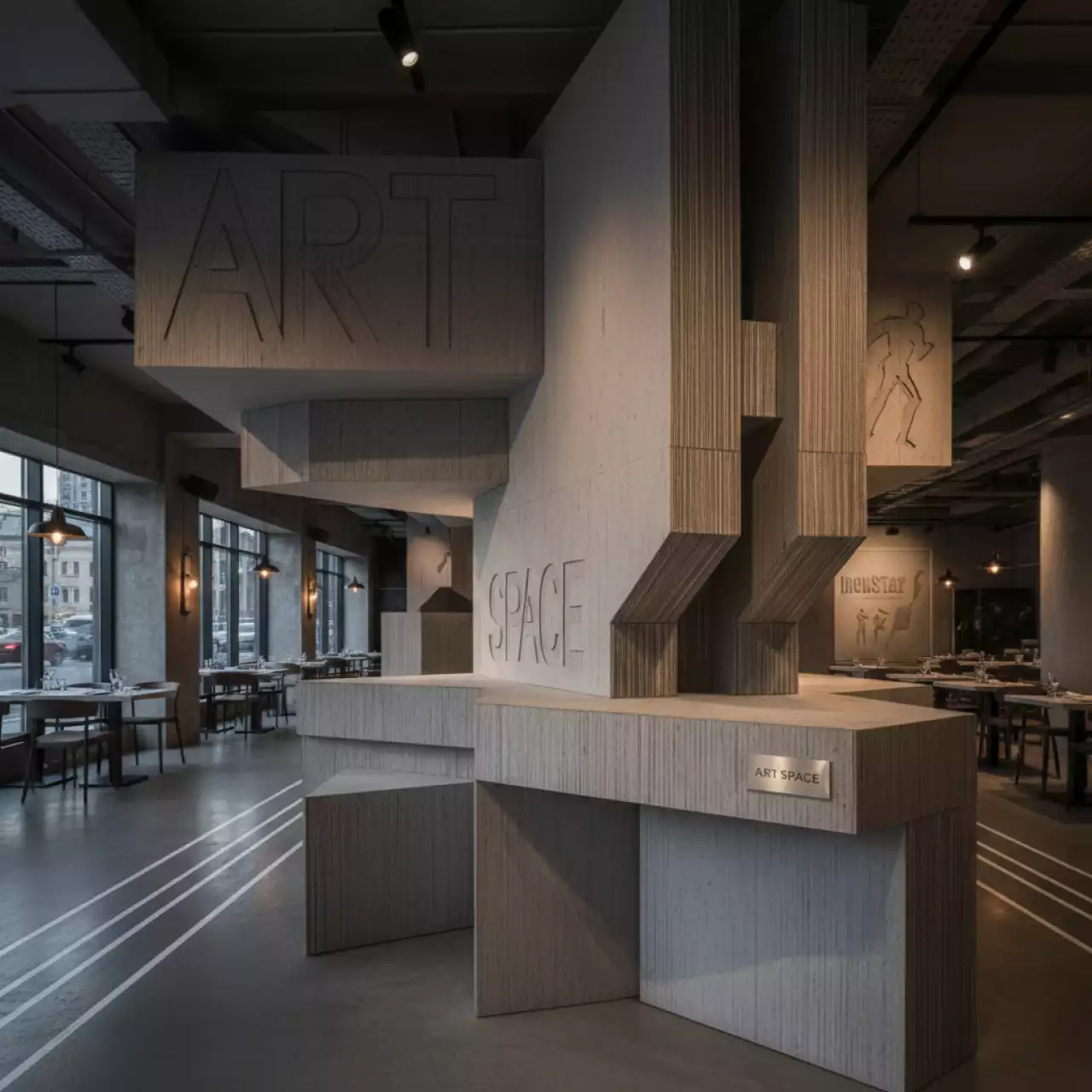 Аренда Картон JINBOARD серый 1800 м² 850х1100х3,00 мм в ресторане «Сыроварня» — ART SPACE