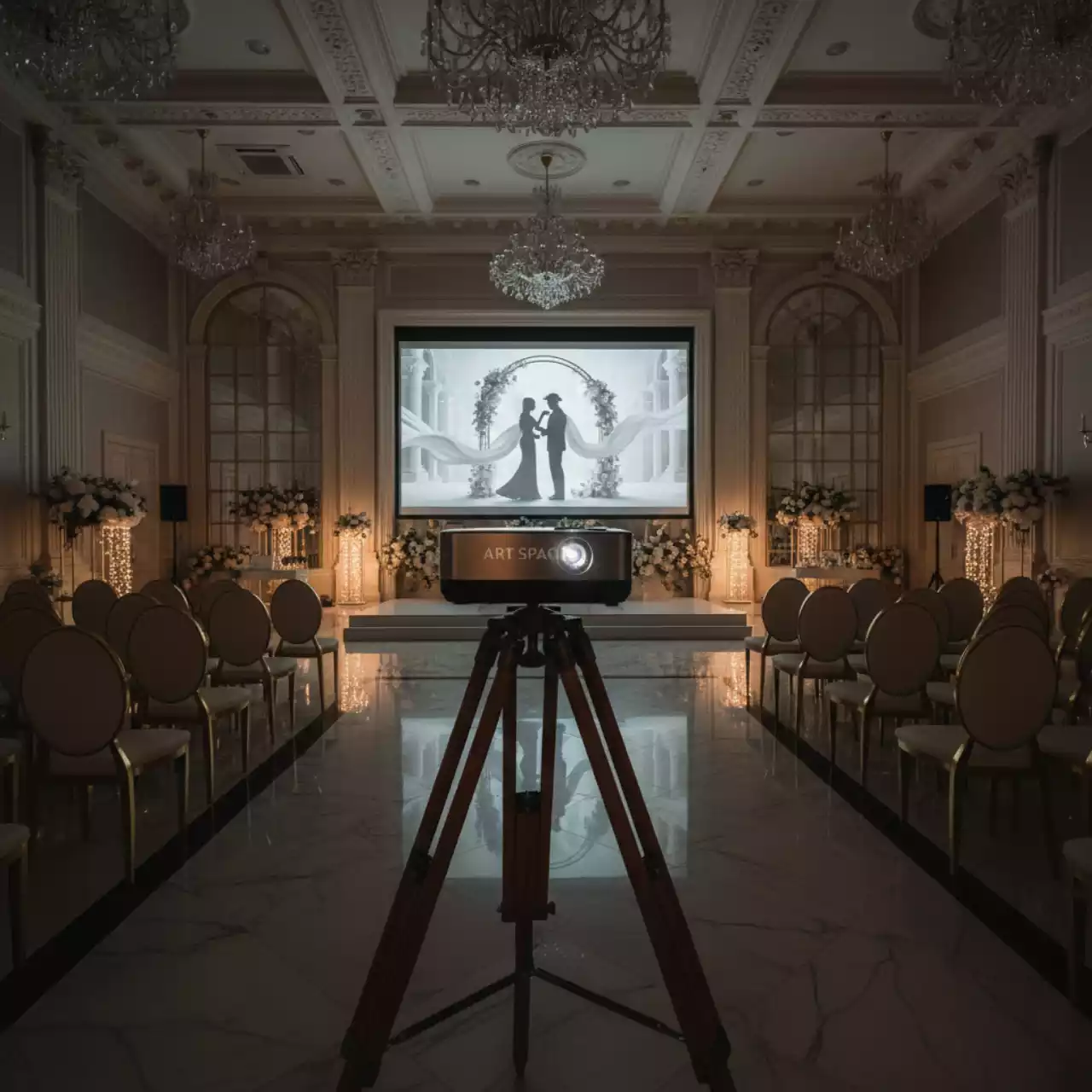 Аренда Кинопроектор на деревянной треноге штативе в Rixos Krasnaya Polyana — ART SPACE