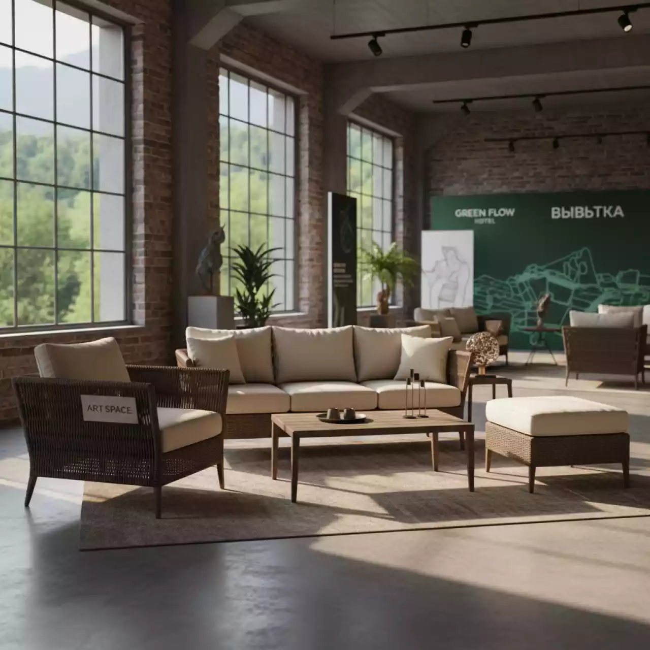 Аренда Комплект дачной мебели T282ANS Y137C W53 brown 4 Pcs в Green Flow Hotel — ART SPACE