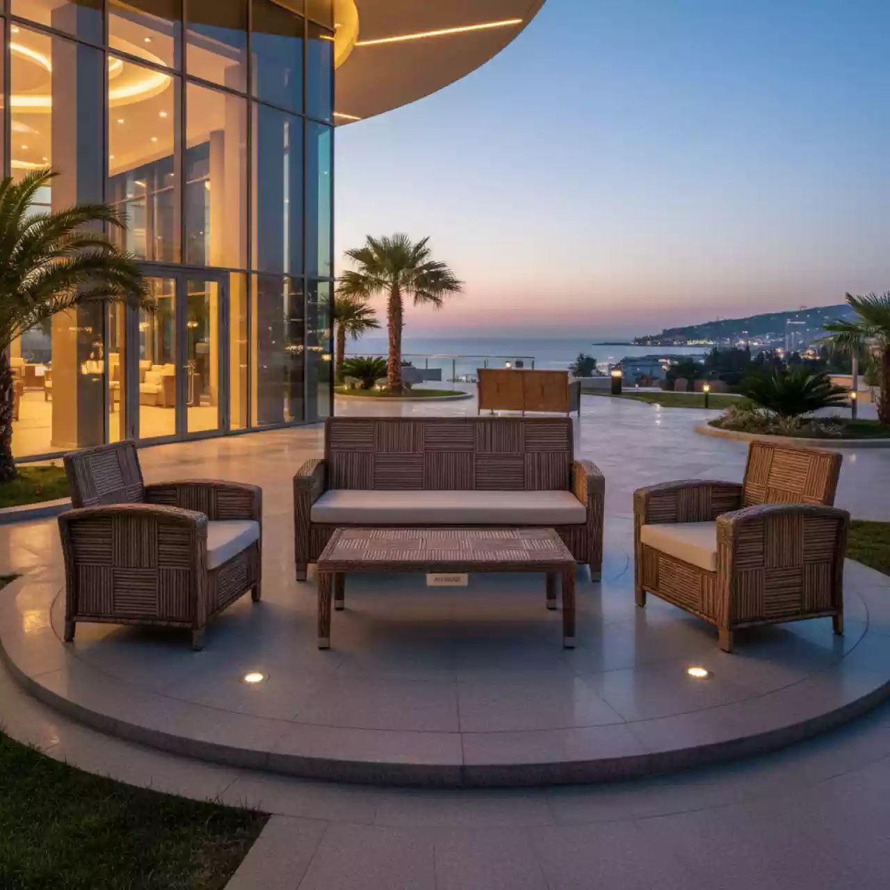 Аренда Комплект для отдыха плетеный LV520BB коричнево бежевый в комплексе «Дагомыс» — ART SPACE